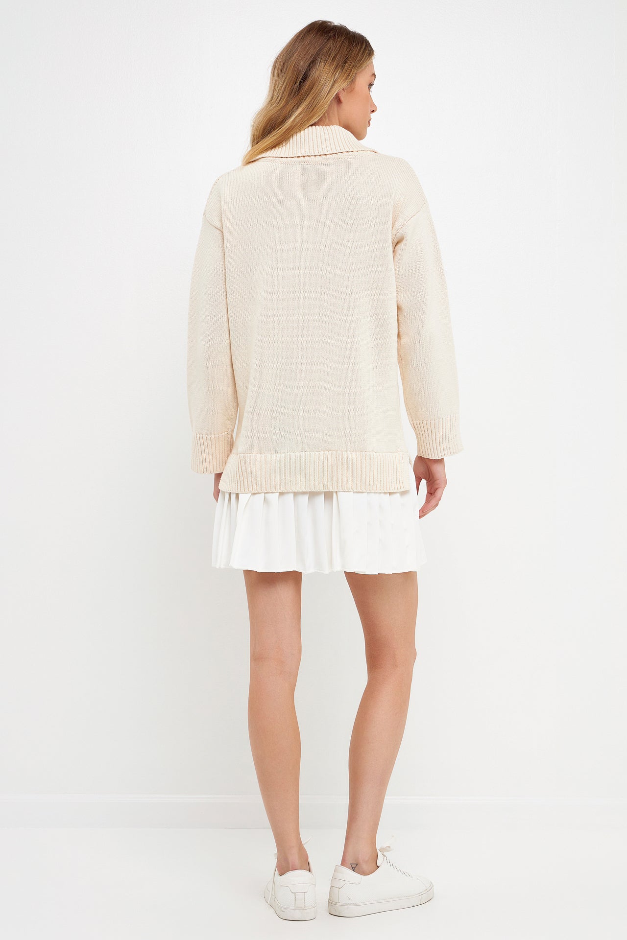 ENGLISH FACTORY - Mixed Media Pleated Mini Dress - DRESSES available at Objectrare