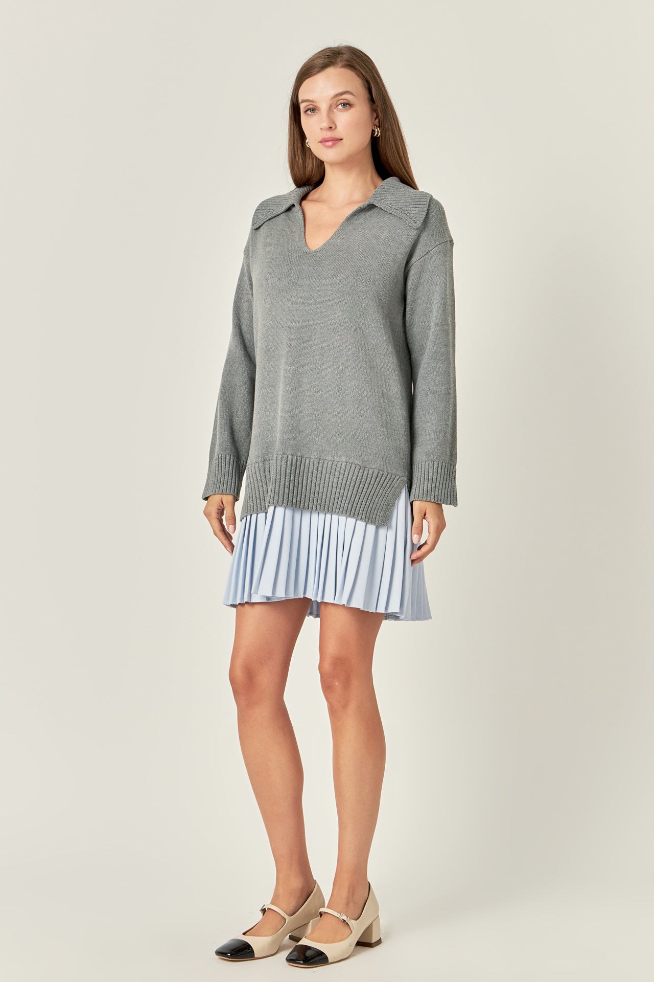 ENGLISH FACTORY - Mixed Media Pleated Mini Dress - DRESSES available at Objectrare