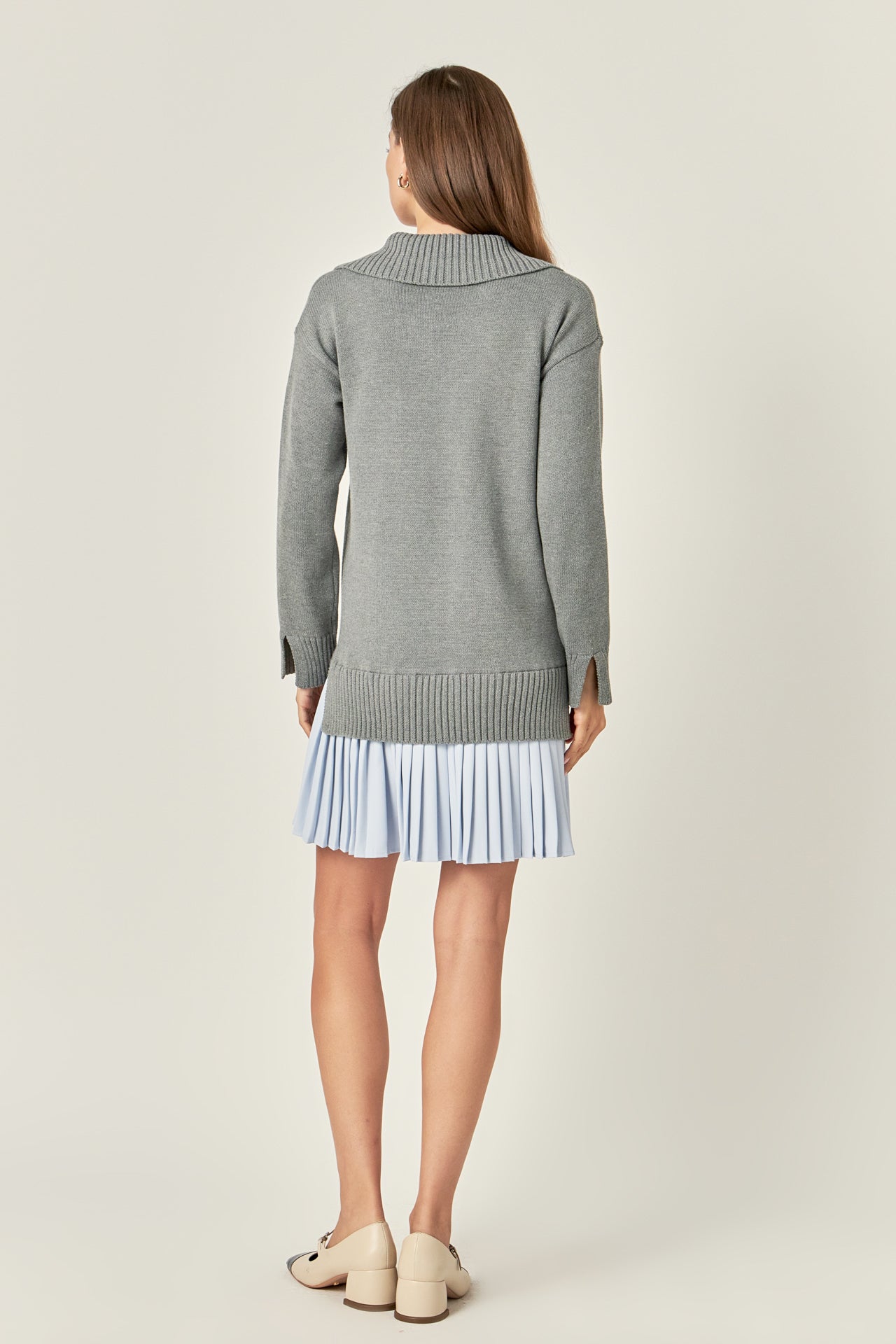 ENGLISH FACTORY - Mixed Media Pleated Mini Dress - DRESSES available at Objectrare
