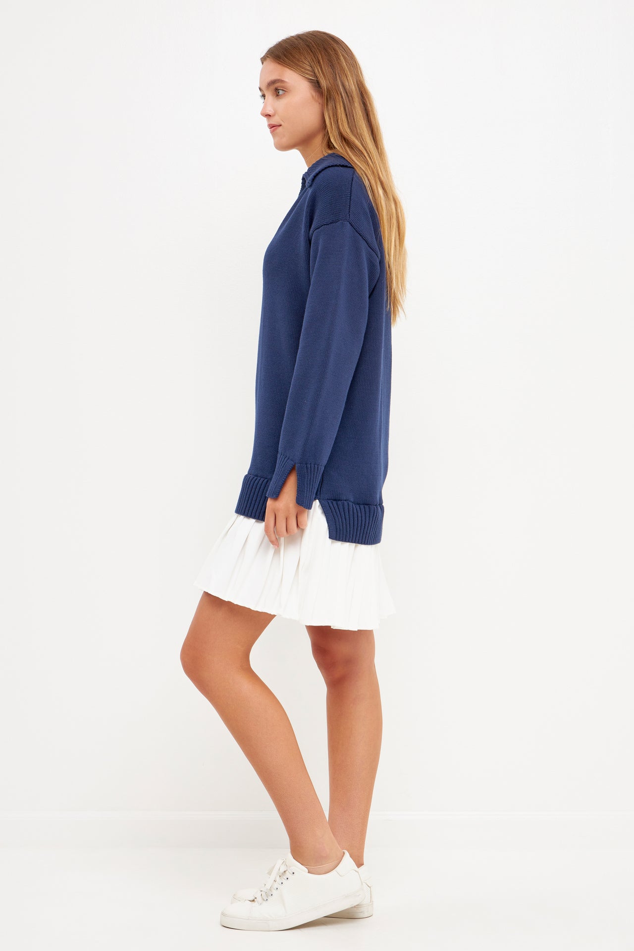 ENGLISH FACTORY - Mixed Media Pleated Mini Dress - DRESSES available at Objectrare