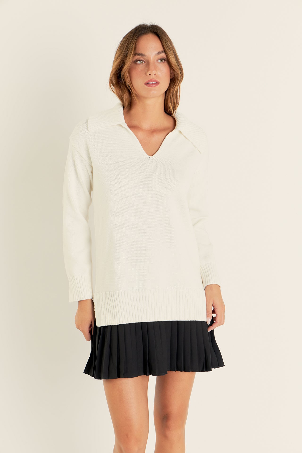 ENGLISH FACTORY - Mixed Media Pleated Mini Dress - DRESSES available at Objectrare