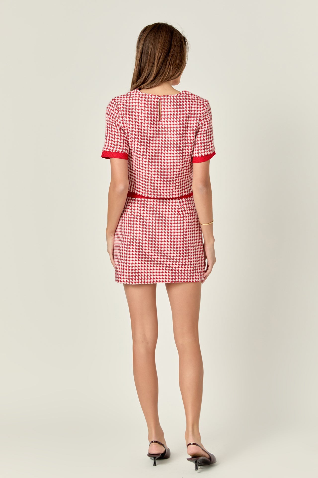 ENGLISH FACTORY - Houndstooth Crop Top - TOPS available at Objectrare