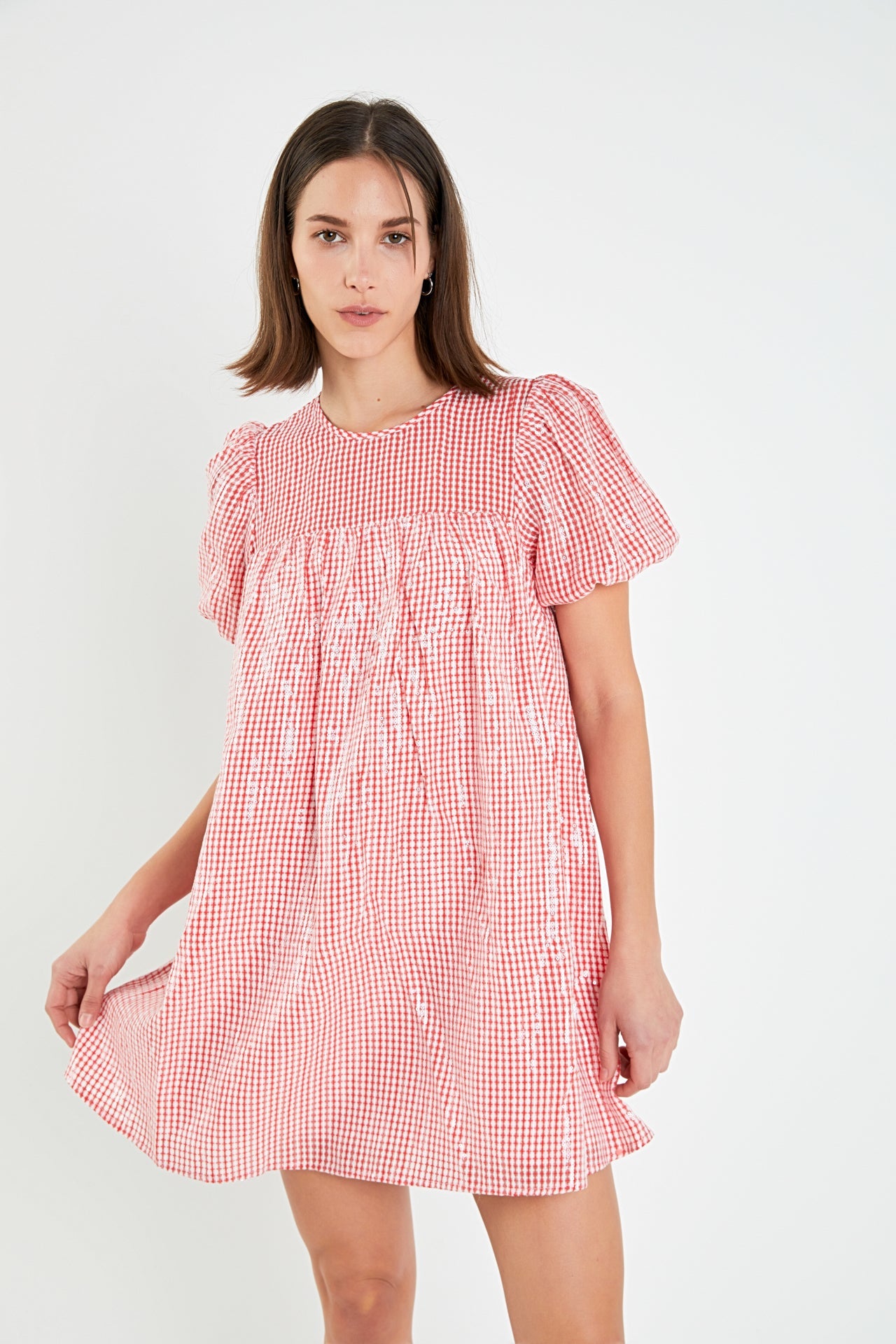 ENGLISH FACTORY - Check Sequins Mini Dress - DRESSES available at Objectrare