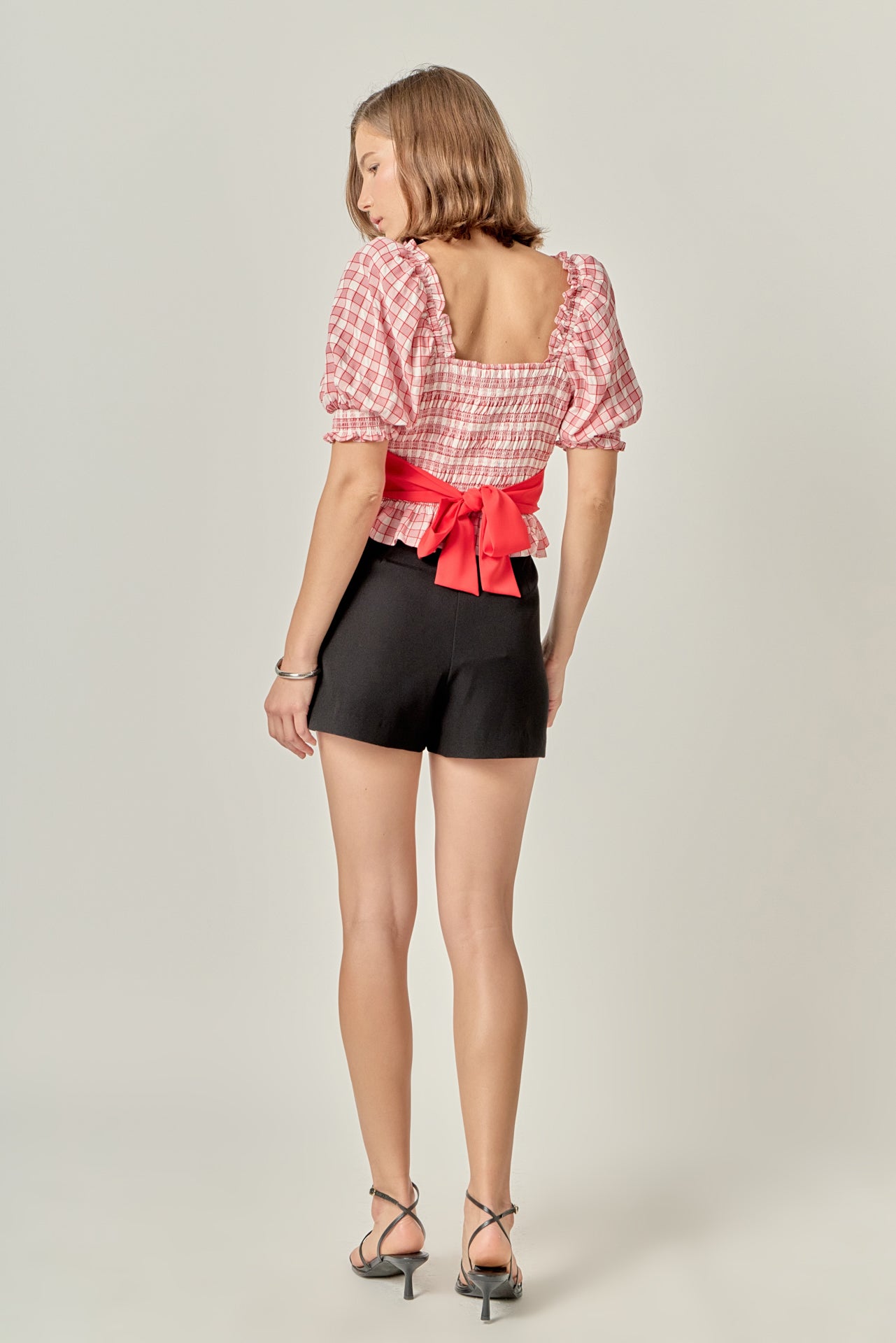 ENGLISH FACTORY - Gingham Contrast Bow Top - TOPS available at Objectrare