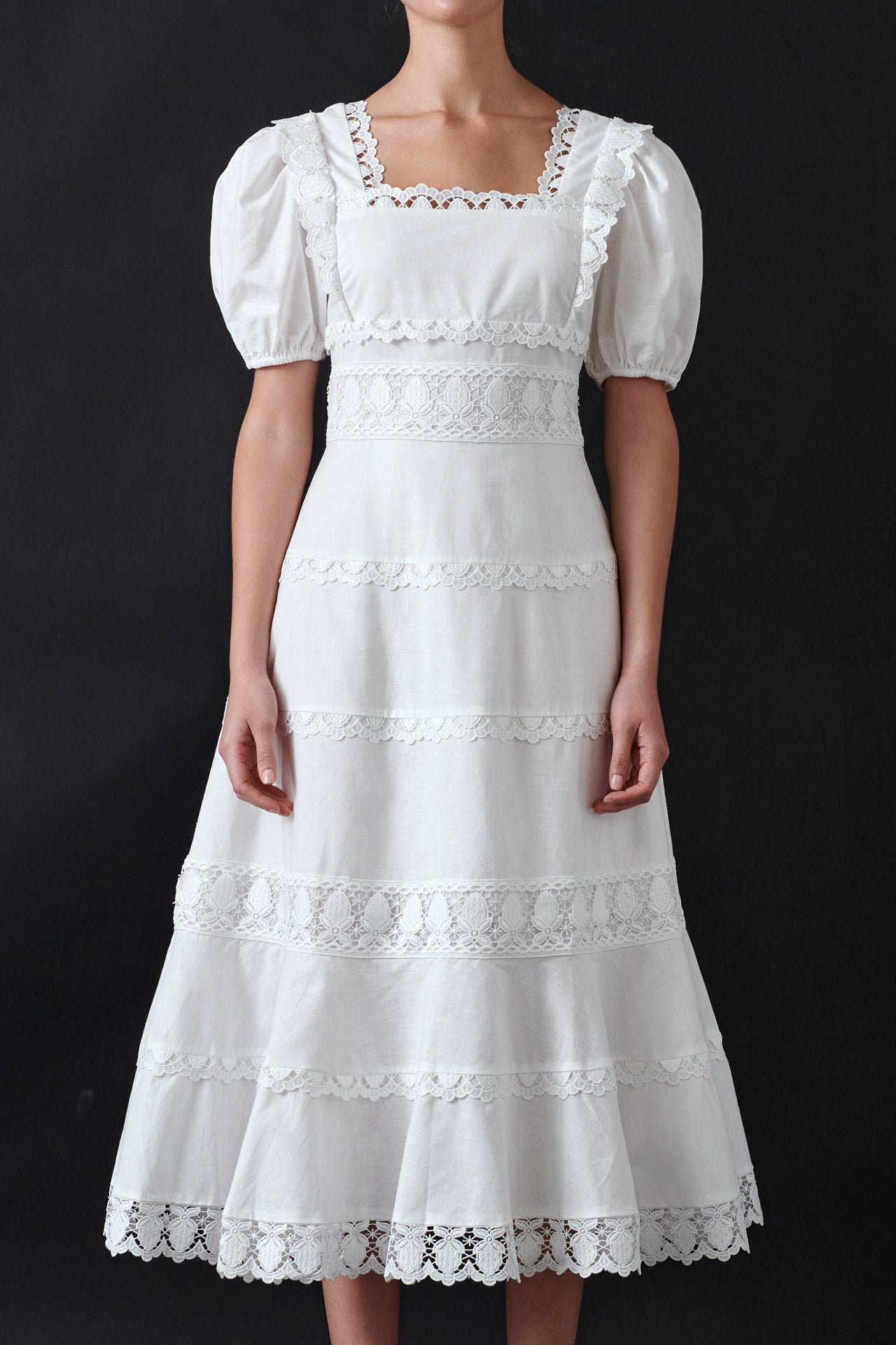 ENDLESS ROSE - Multi Lace Linen Maxi Dress - DRESSES available at Objectrare