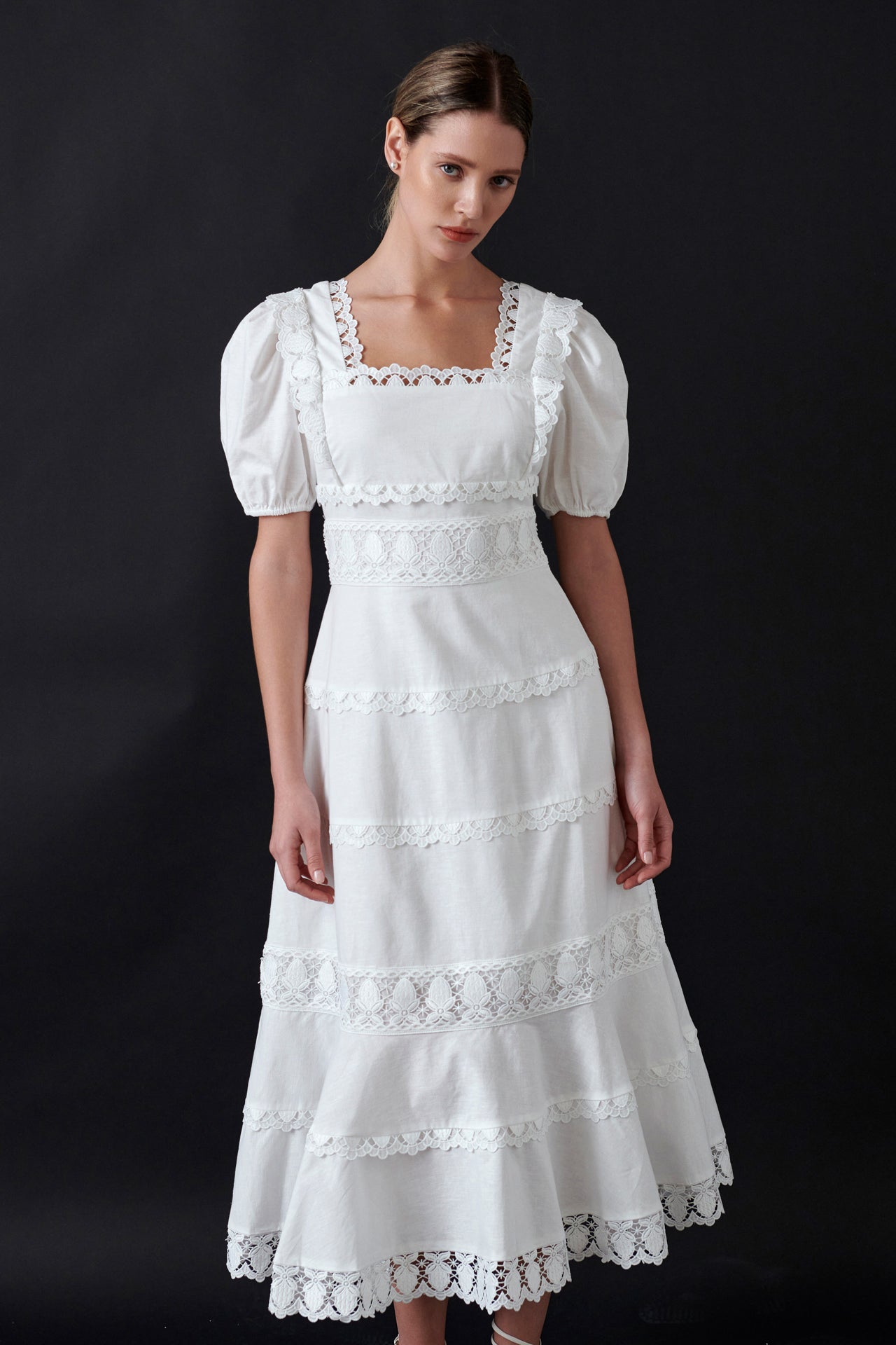 ENDLESS ROSE - Multi Lace Linen Maxi Dress - DRESSES available at Objectrare