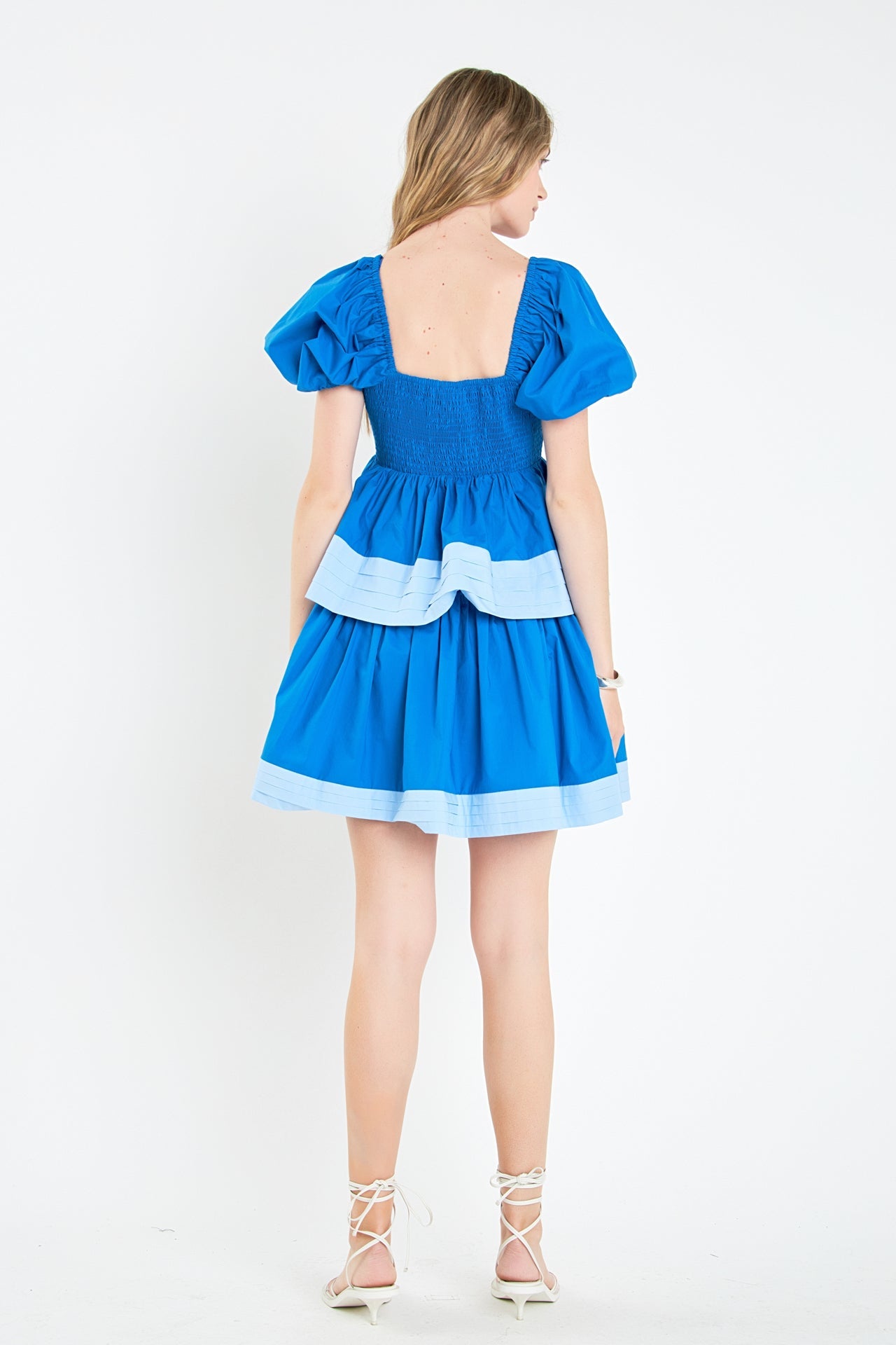 ENGLISH FACTORY - Colorblock Smocked Tiered Mini Dress - DRESSES available at Objectrare