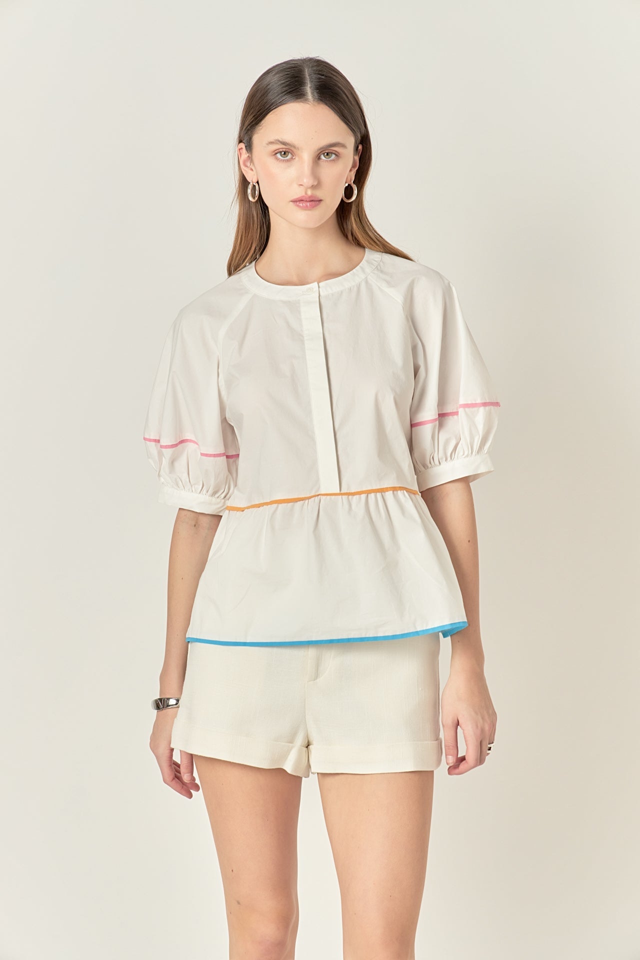 ENGLISH FACTORY - Piping Detailed Blouse - BLOUSES available at Objectrare