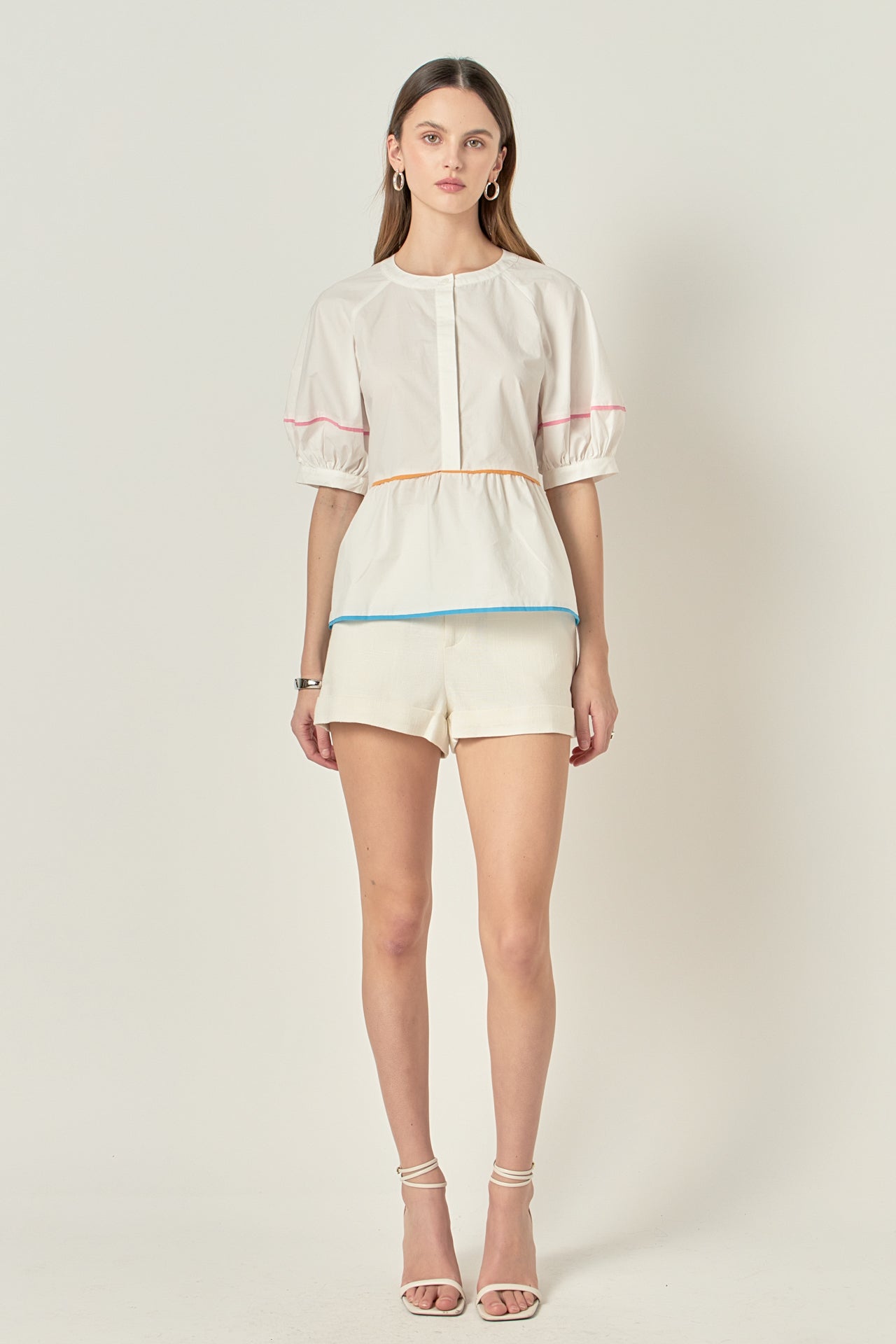 ENGLISH FACTORY - Piping Detailed Blouse - BLOUSES available at Objectrare