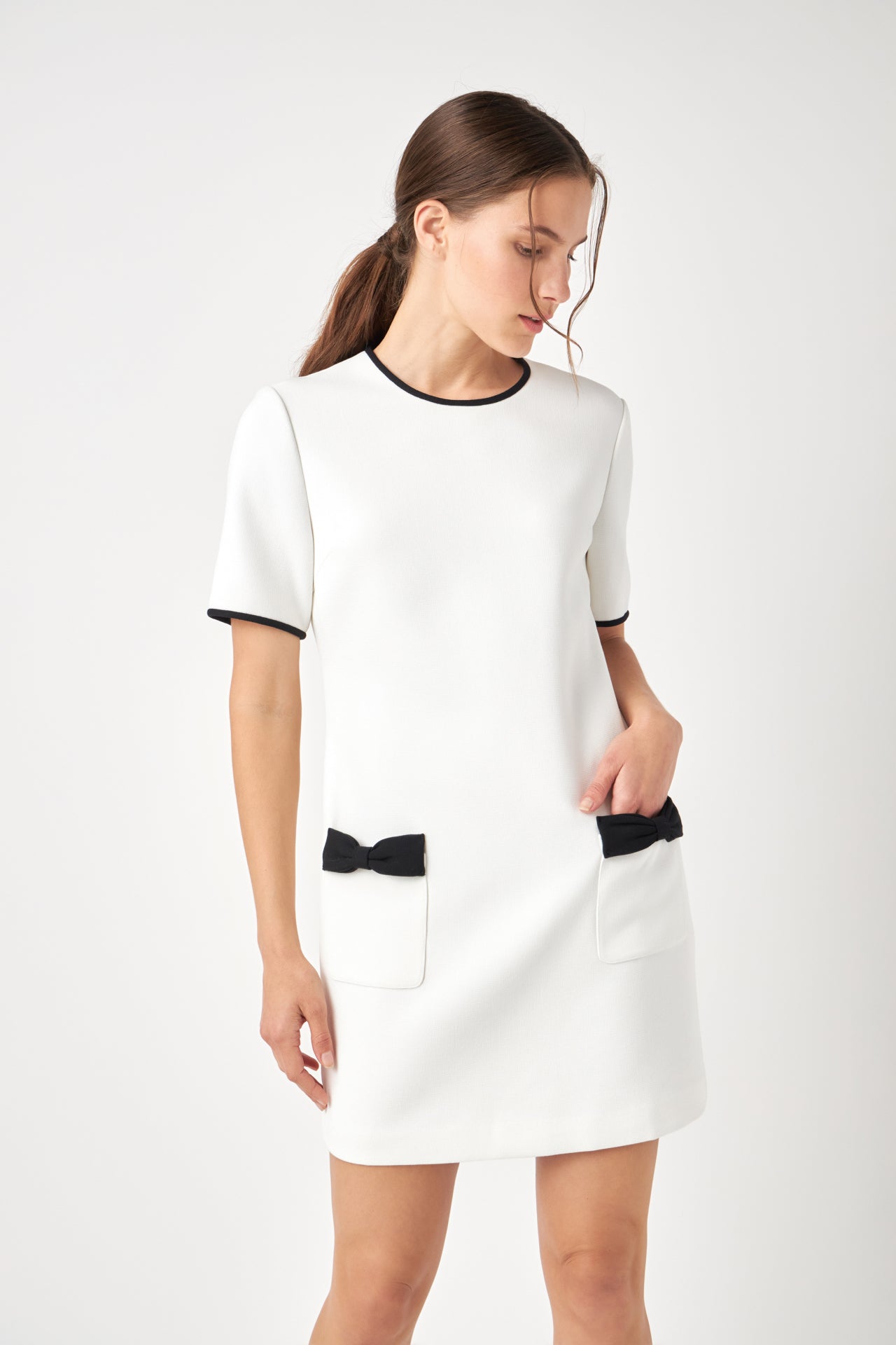 ENGLISH FACTORY - Contrast Accent Shift Pocket Mini Dress - DRESSES available at Objectrare
