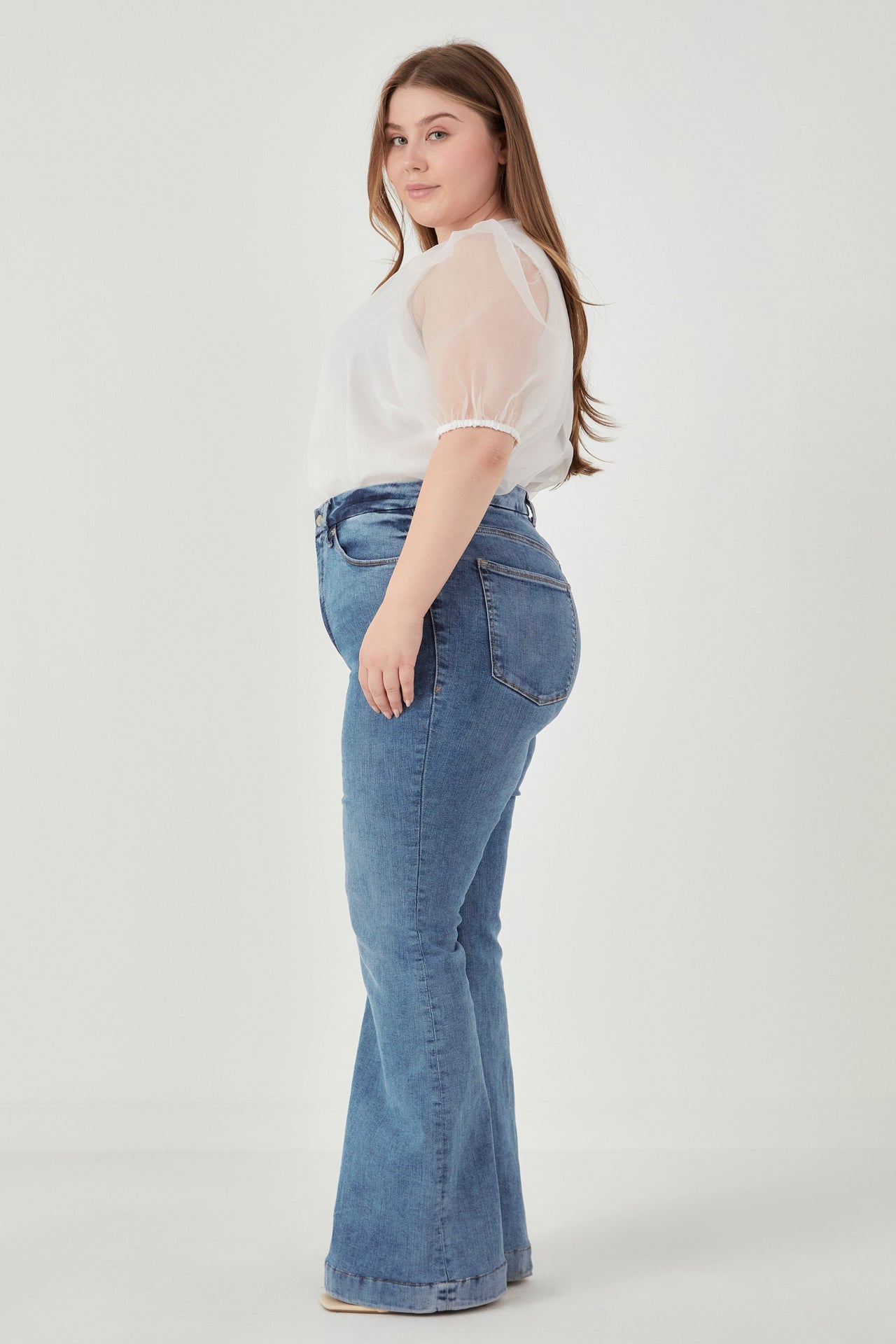 ENGLISH FACTORY - Plus Size Organza Puff Sleeve Top - TOPS available at Objectrare