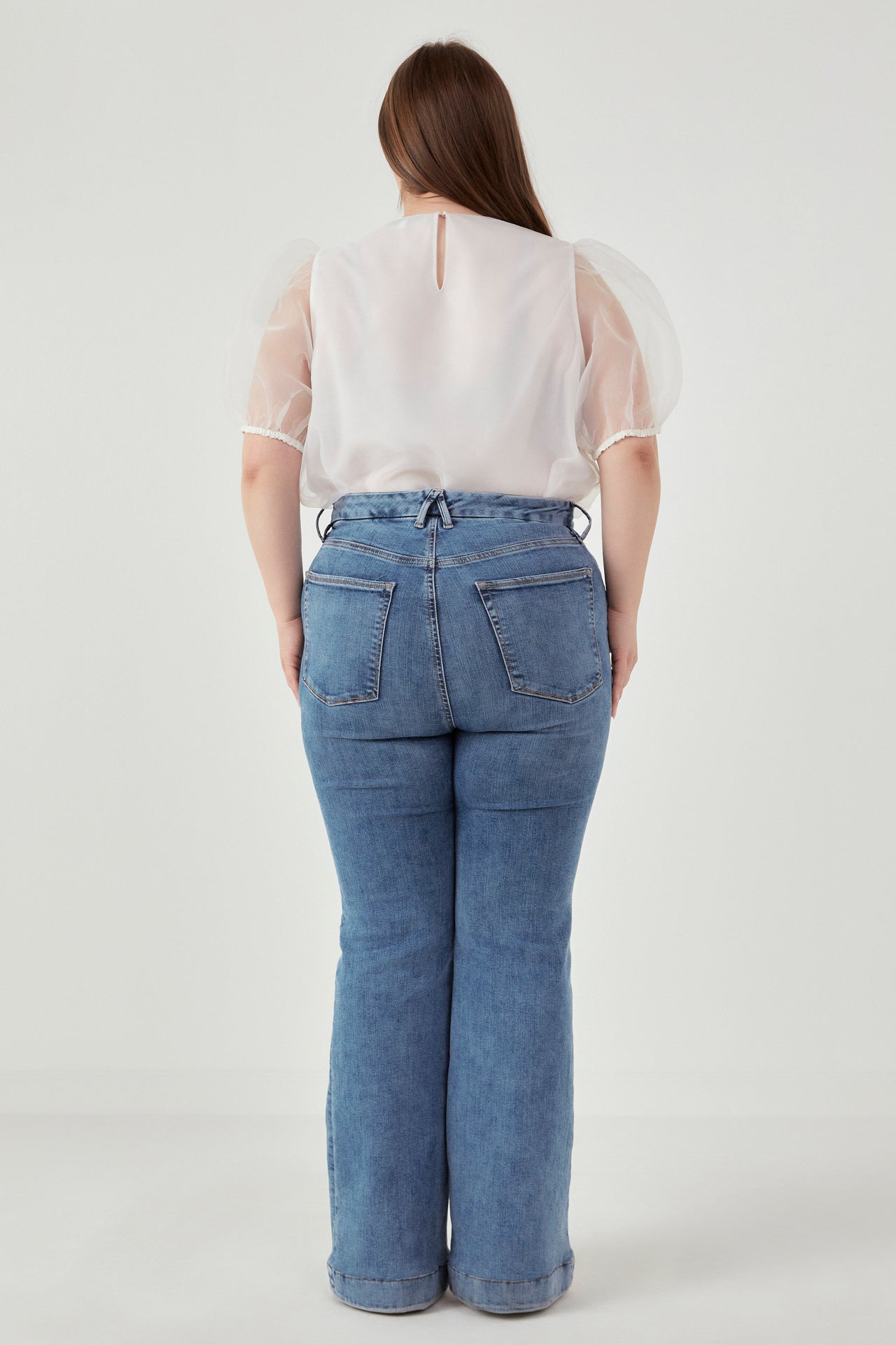 ENGLISH FACTORY - Plus Size Organza Puff Sleeve Top - TOPS available at Objectrare