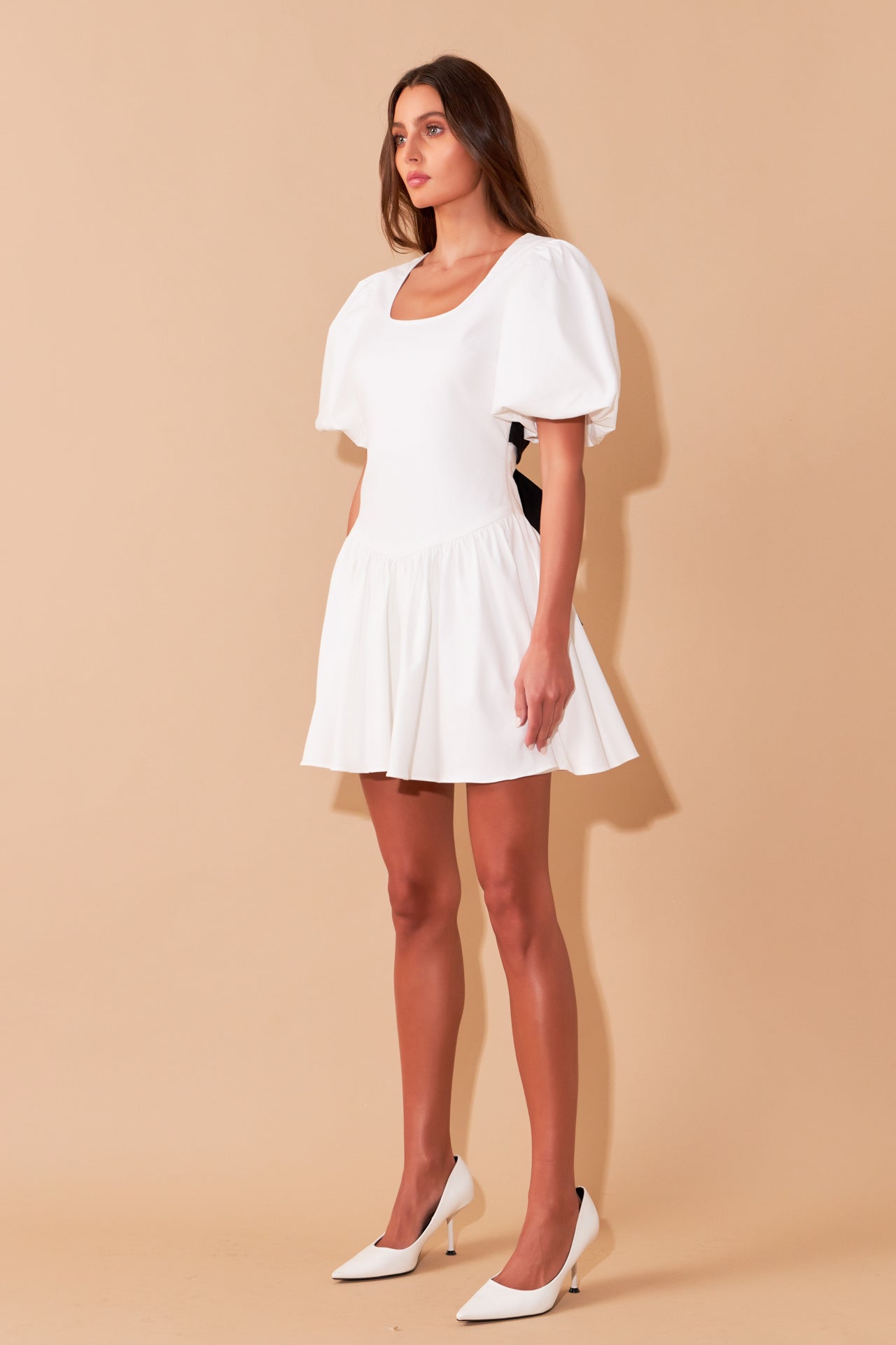 ENDLESS ROSE - Contrast Bow Low Back Mini Dress - DRESSES available at Objectrare