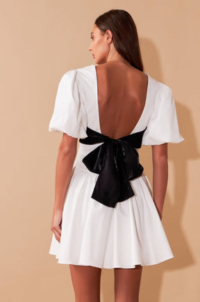 ENDLESS ROSE - Contrast Bow Low Back Mini Dress - DRESSES available at Objectrare