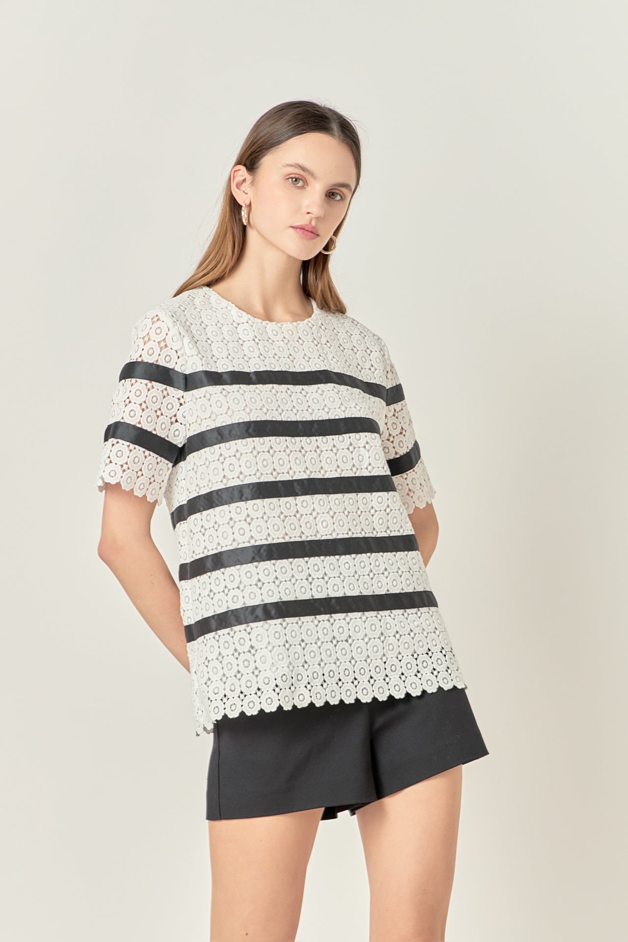 ENGLISH FACTORY - Lace Striped Top - TOPS available at Objectrare