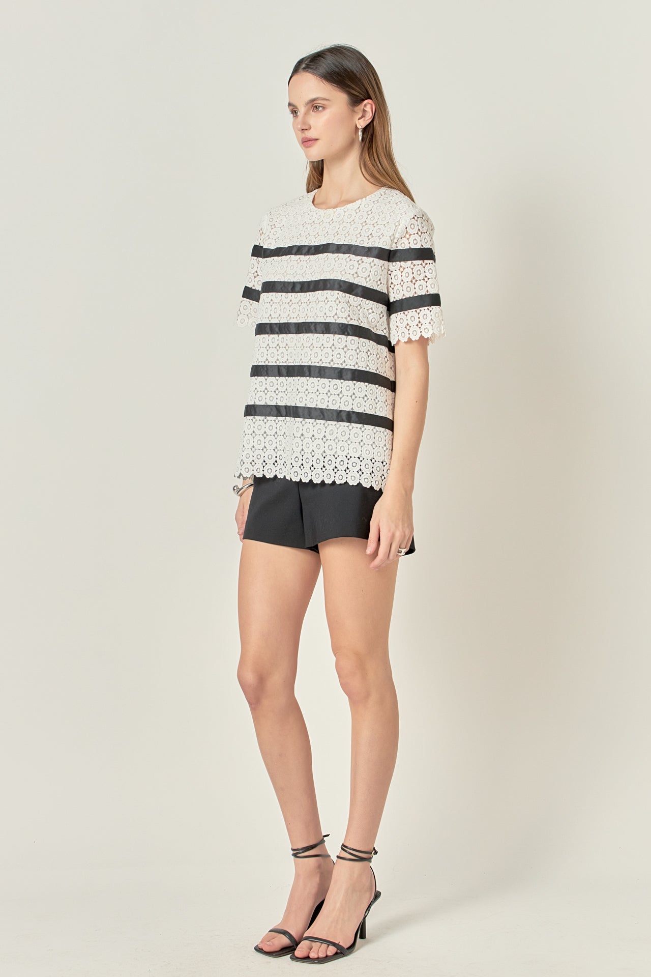 ENGLISH FACTORY - Lace Striped Top - TOPS available at Objectrare