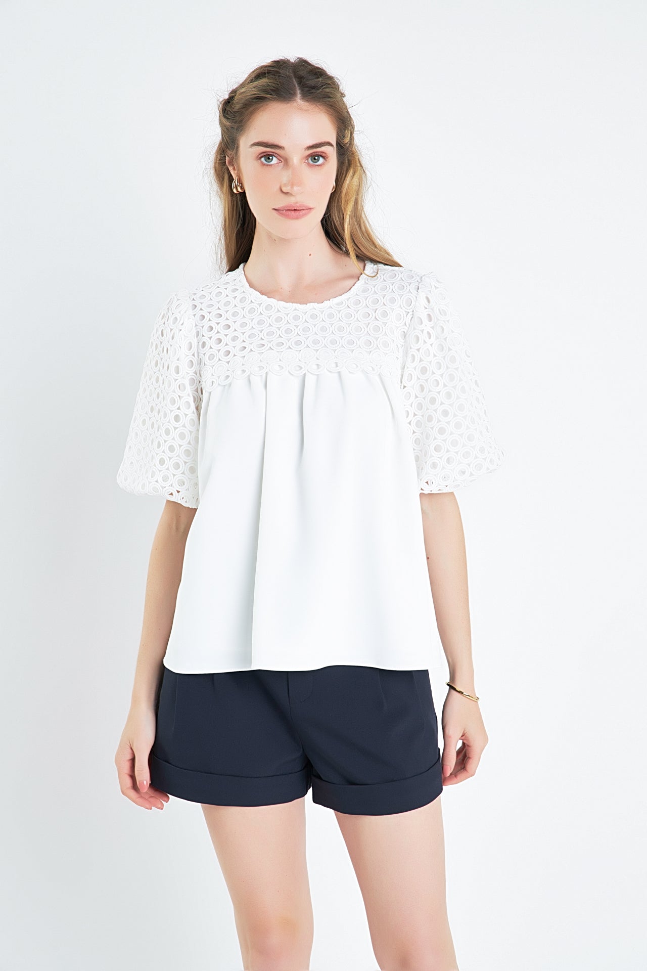 ENGLISH FACTORY - Eyelet Flounced Top - TOPS available at Objectrare