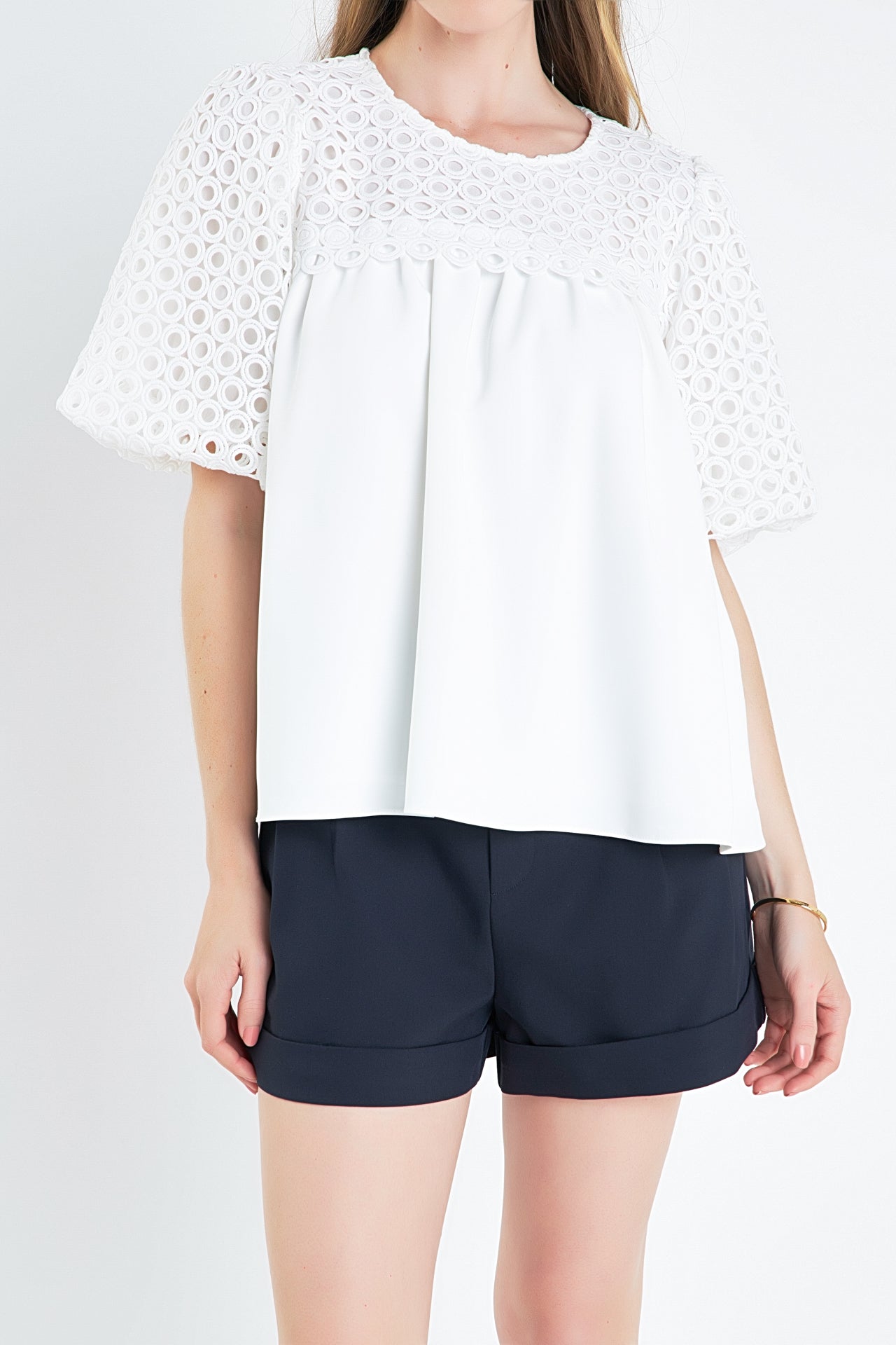 ENGLISH FACTORY - Eyelet Flounced Top - TOPS available at Objectrare