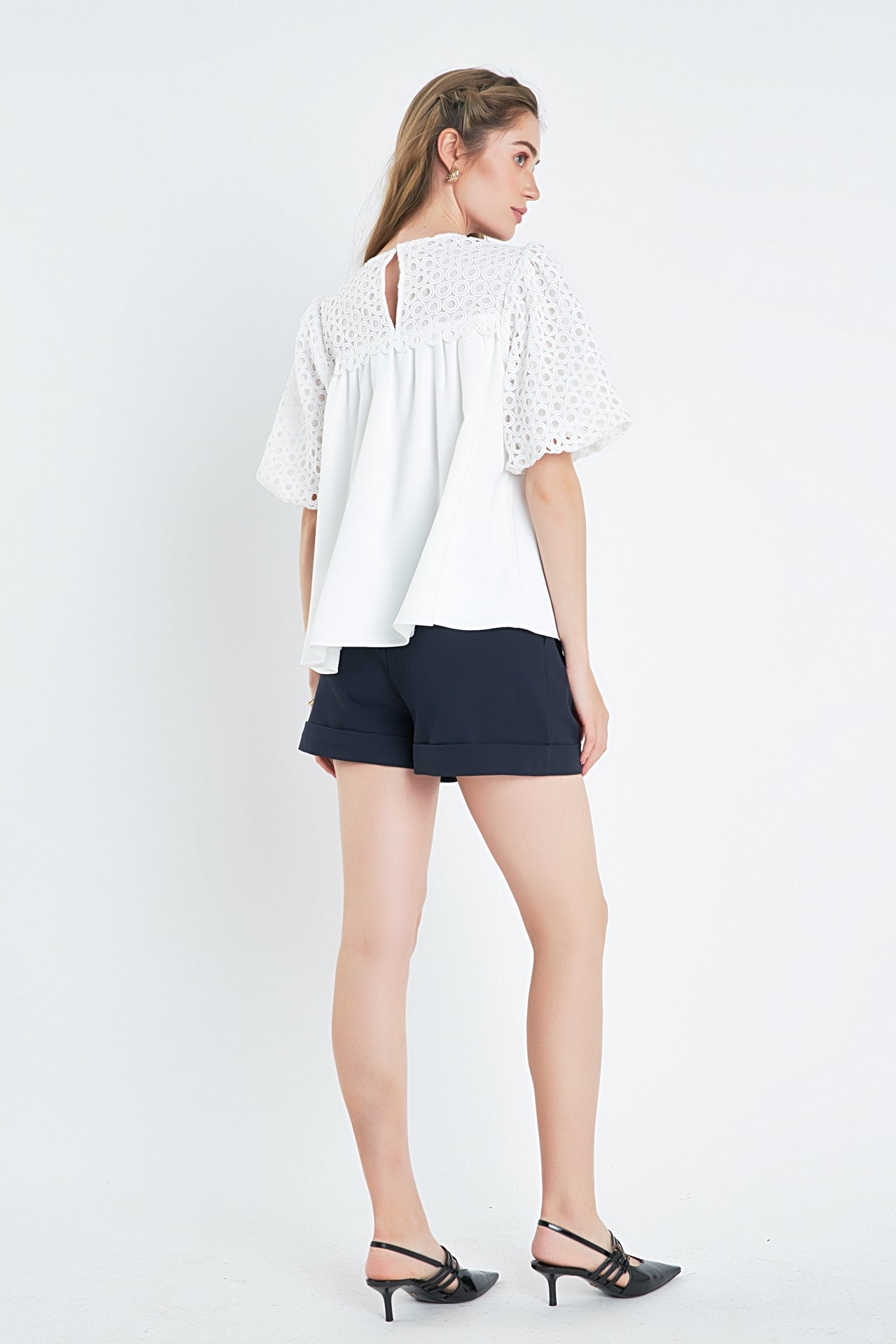 ENGLISH FACTORY - Eyelet Flounced Top - TOPS available at Objectrare