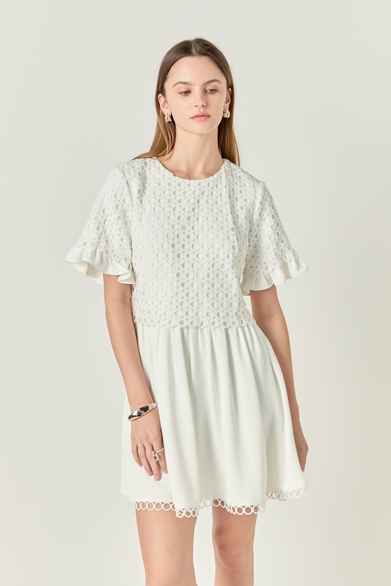 ENGLISH FACTORY - Mixed Media Lace Dress - DRESSES available at Objectrare