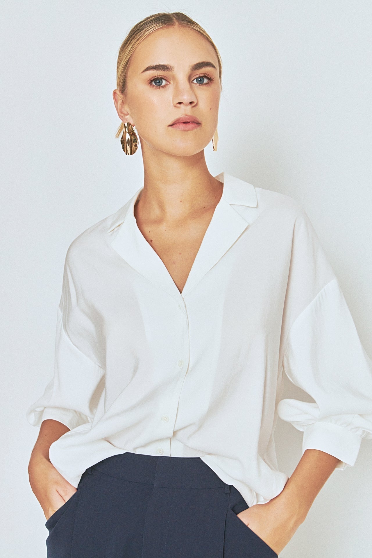 ENDLESS ROSE - Button-Up Collared Shirt - TOPS available at Objectrare
