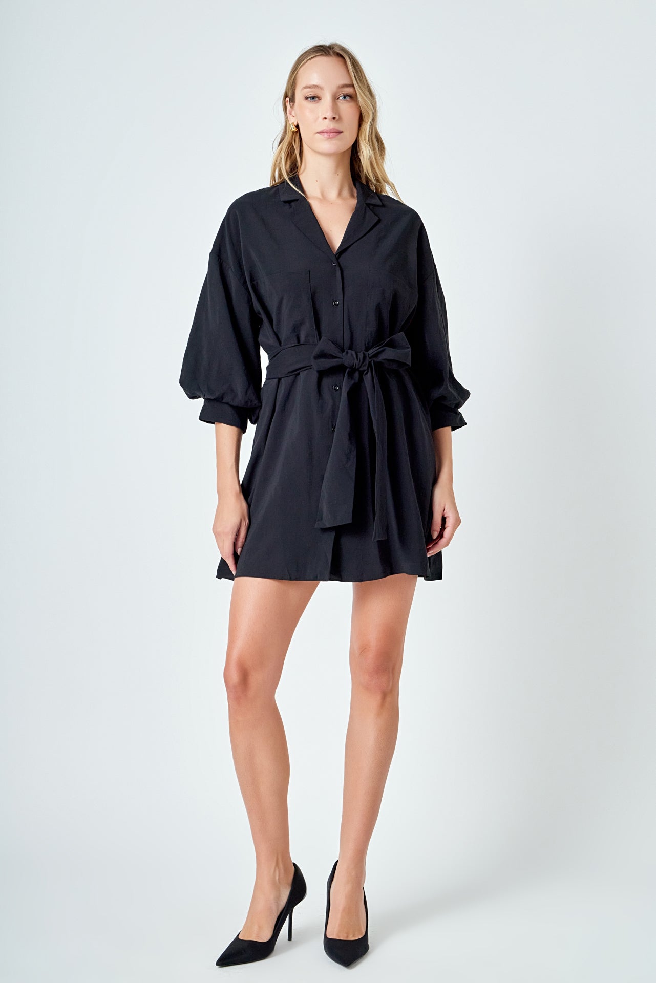 ENDLESS ROSE - Belted Mini Shirt Dress - DRESSES available at Objectrare