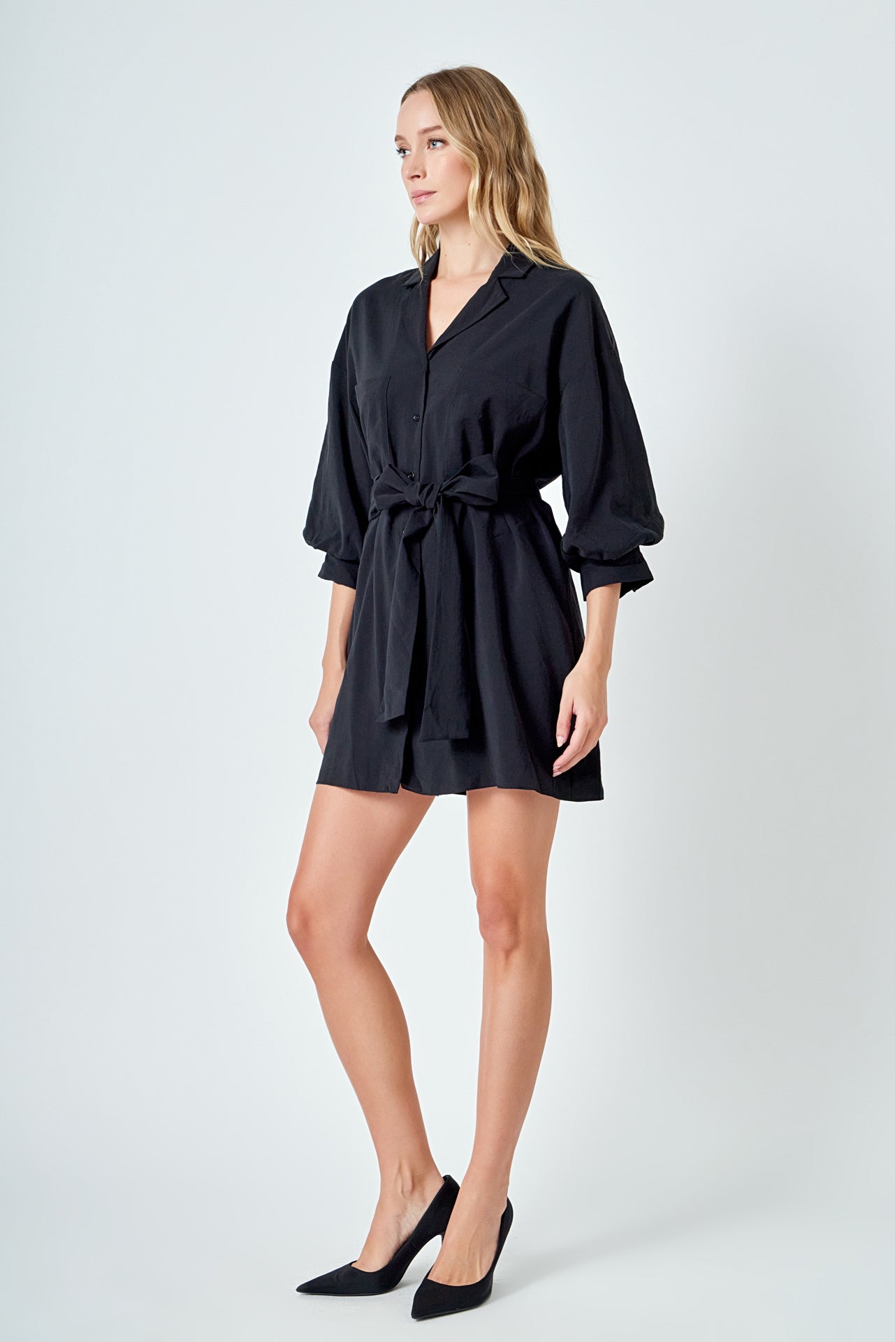 ENDLESS ROSE - Belted Mini Shirt Dress - DRESSES available at Objectrare