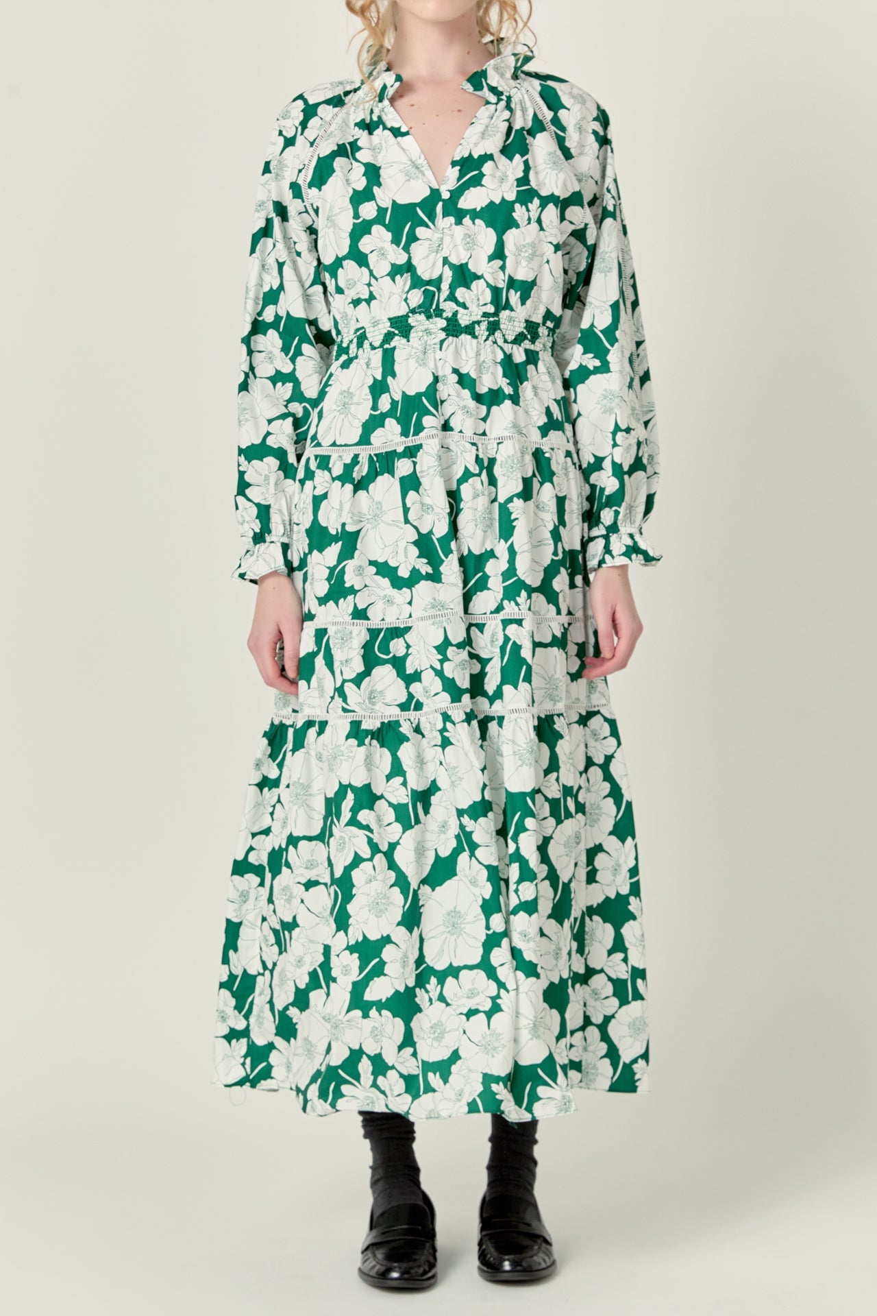 ENGLISH FACTORY - Lace Trimmed Floral Maxi Dress - DRESSES available at Objectrare