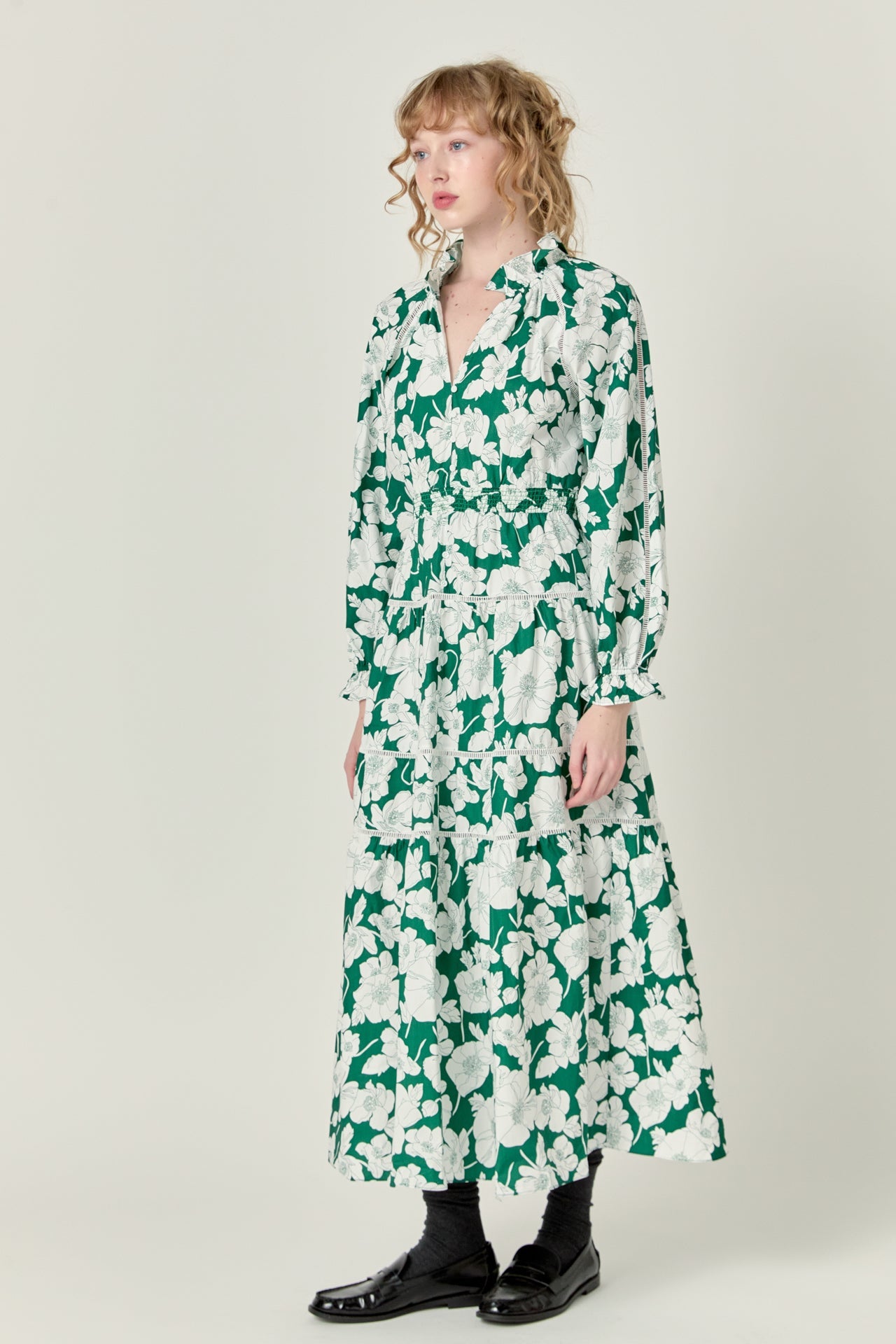 ENGLISH FACTORY - Lace Trimmed Floral Maxi Dress - DRESSES available at Objectrare