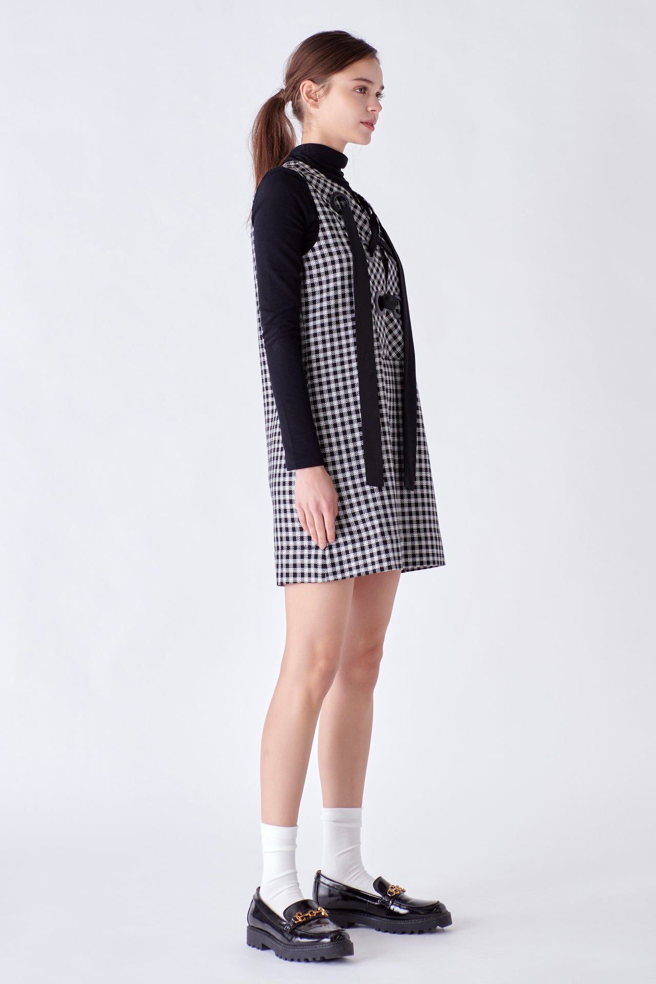 ENGLISH FACTORY - Check Sleeveless Grommet Mini Dress - DRESSES available at Objectrare