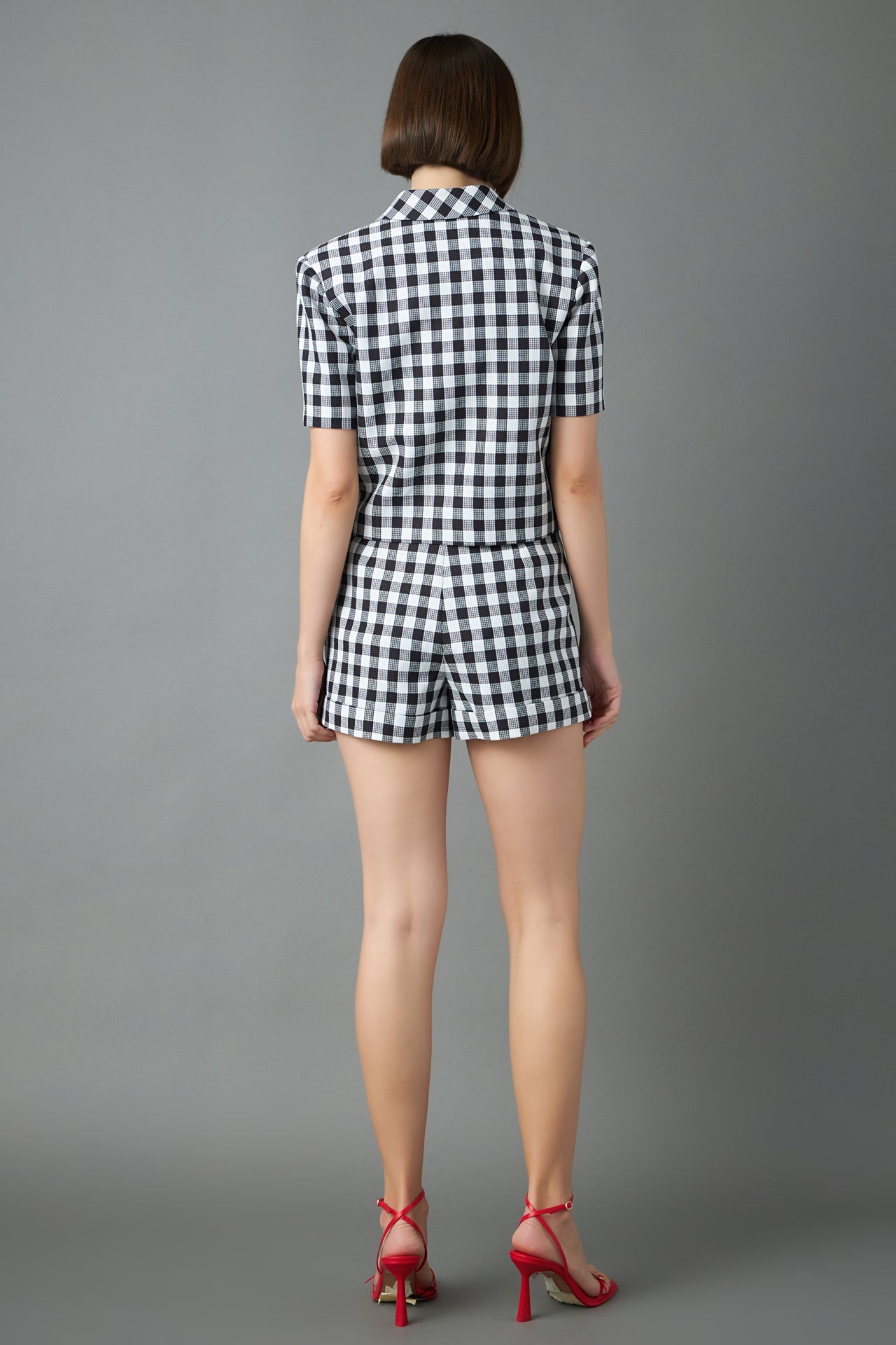 ENGLISH FACTORY - Gingham Short-Sleeve Blazer - BLAZERS available at Objectrare