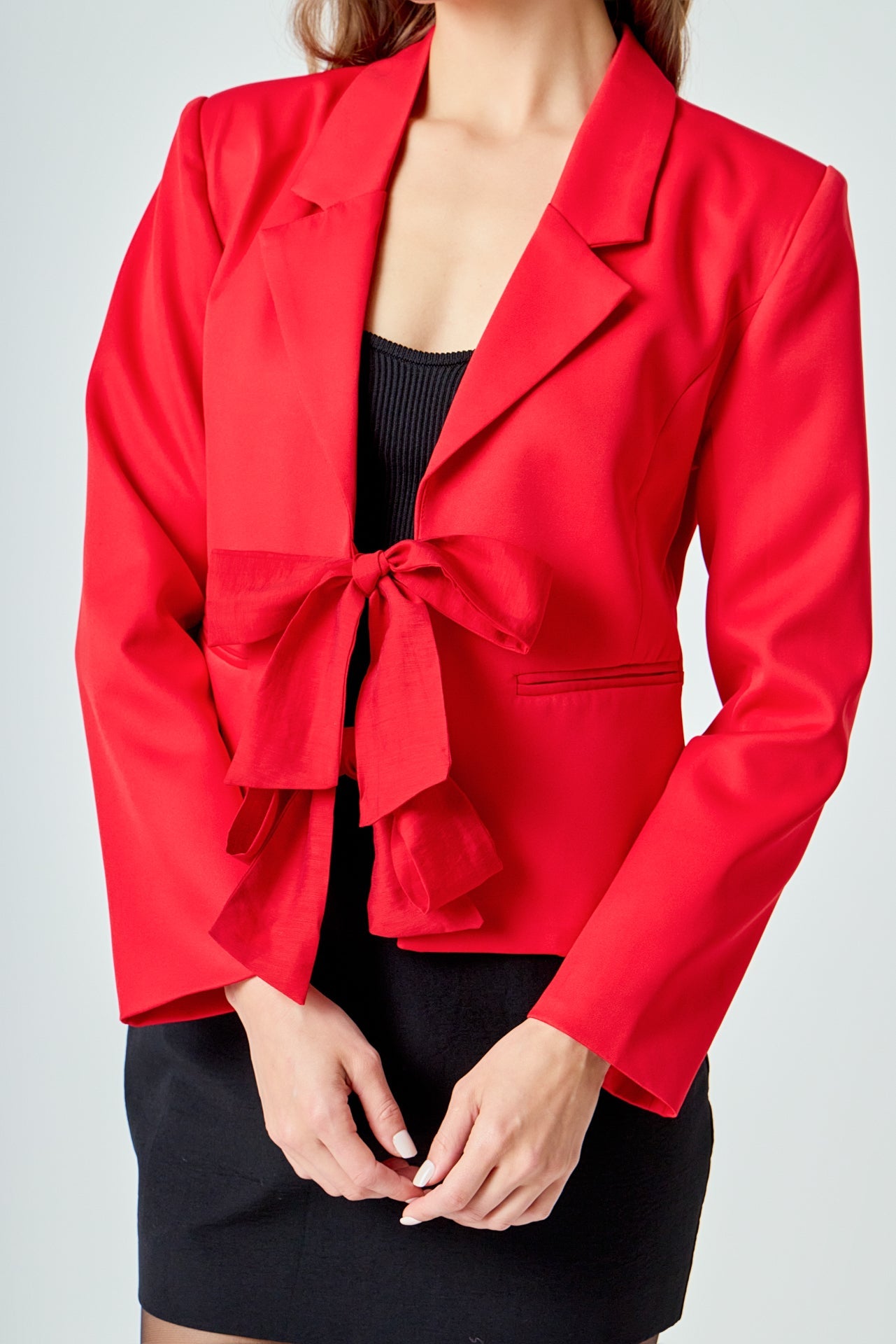 ENDLESS ROSE - Bow Contrast Blazer - BLAZERS available at Objectrare