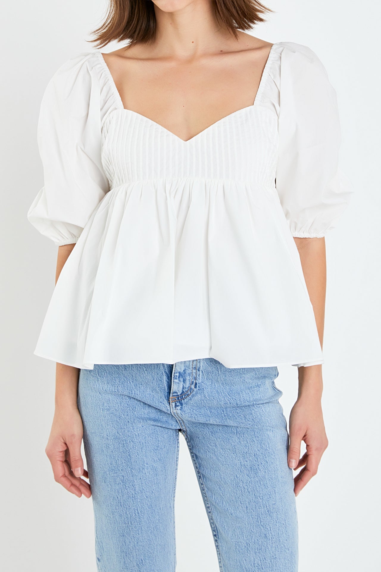 ENGLISH FACTORY - Puff Sleeve Peplum Top - TOPS available at Objectrare
