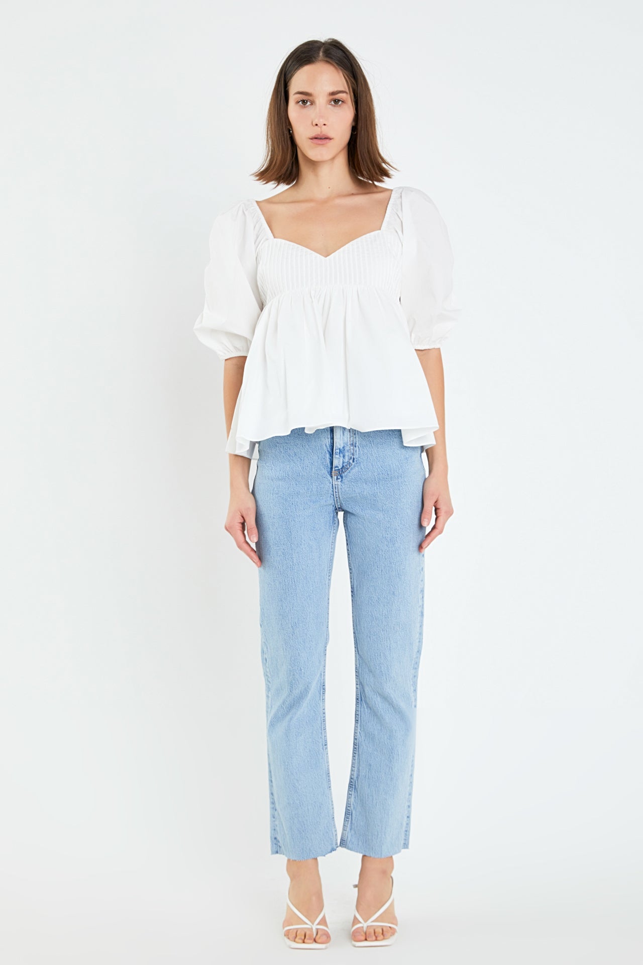 ENGLISH FACTORY - Puff Sleeve Peplum Top - TOPS available at Objectrare