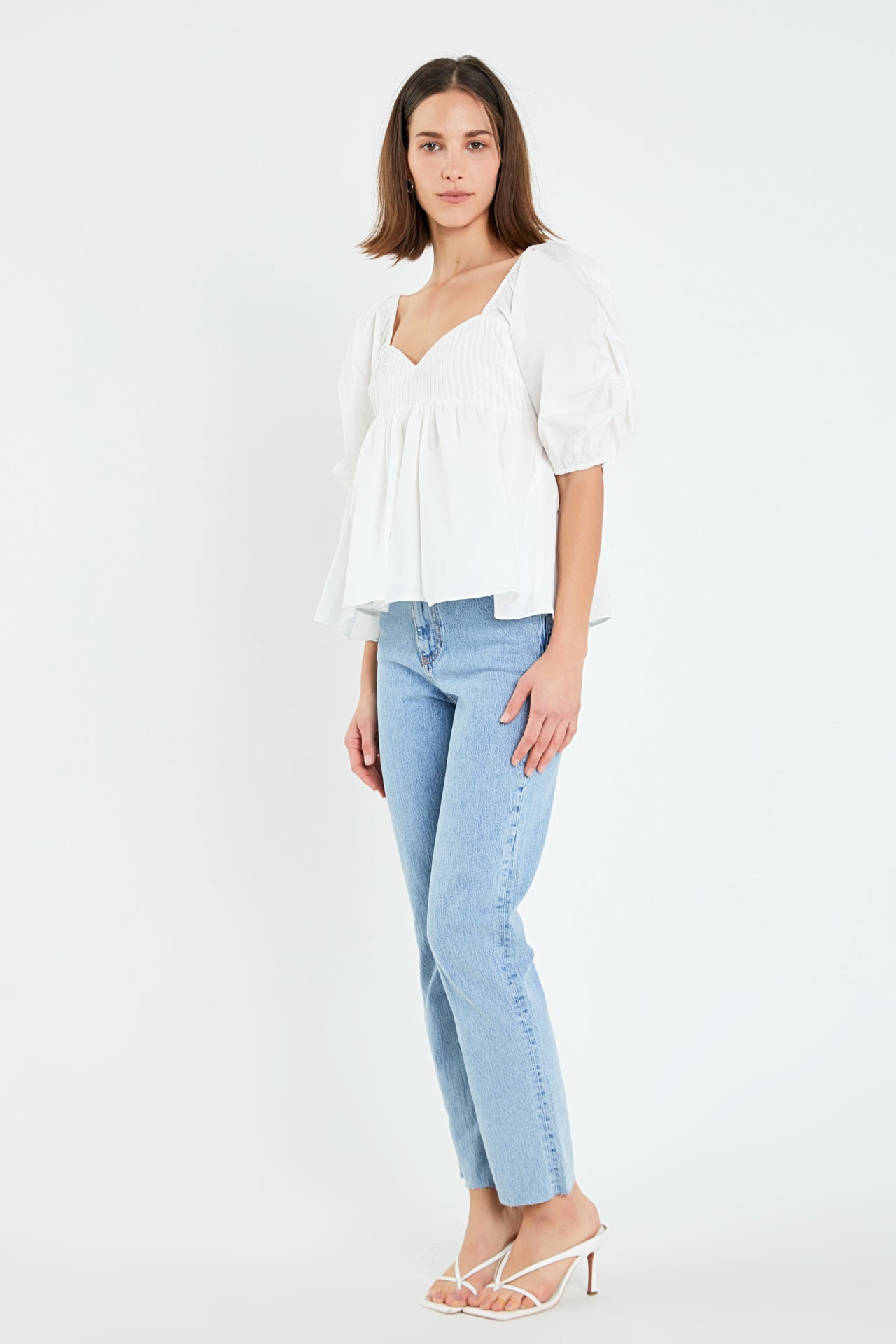 ENGLISH FACTORY - Puff Sleeve Peplum Top - TOPS available at Objectrare