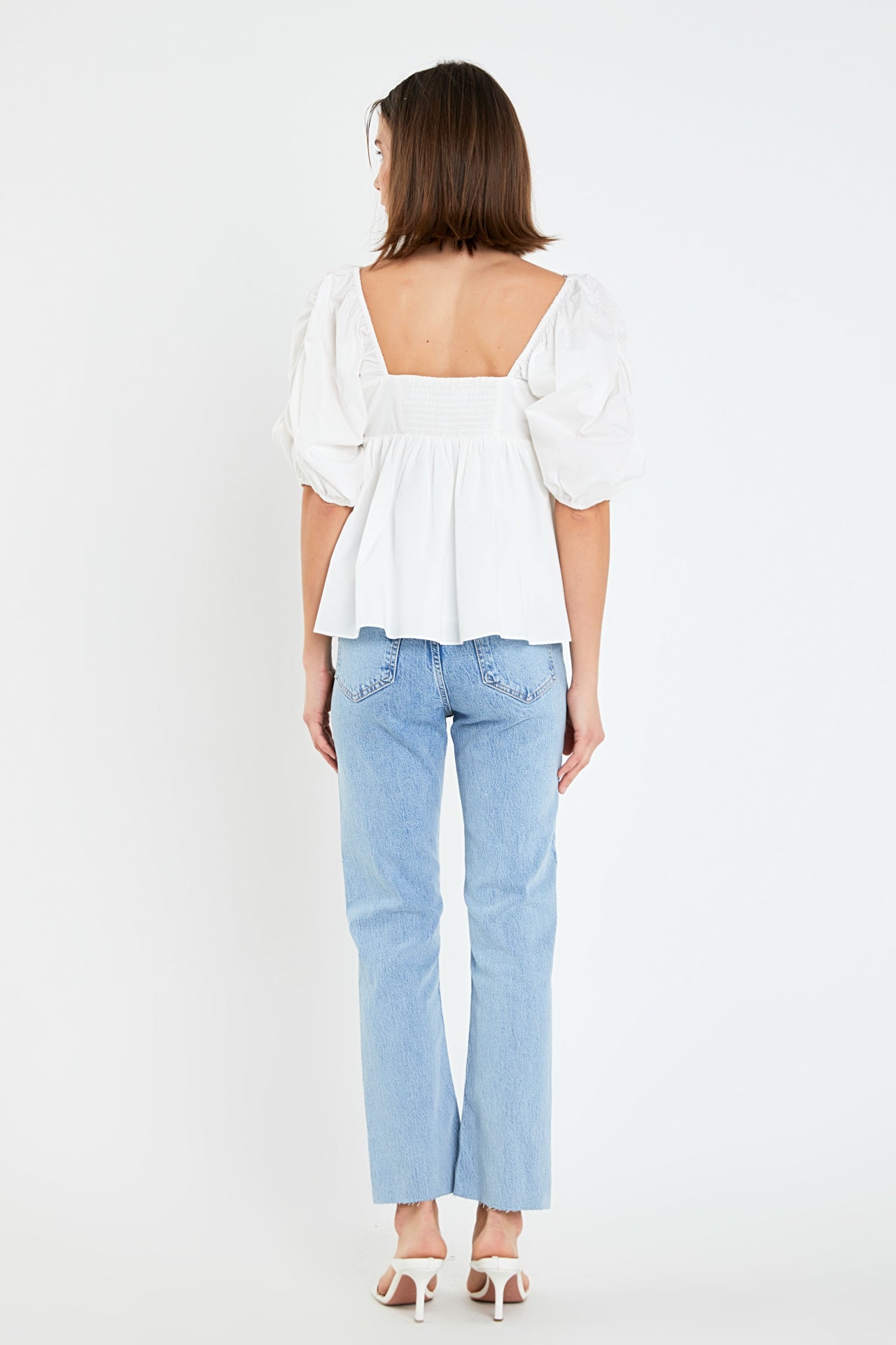ENGLISH FACTORY - Puff Sleeve Peplum Top - TOPS available at Objectrare