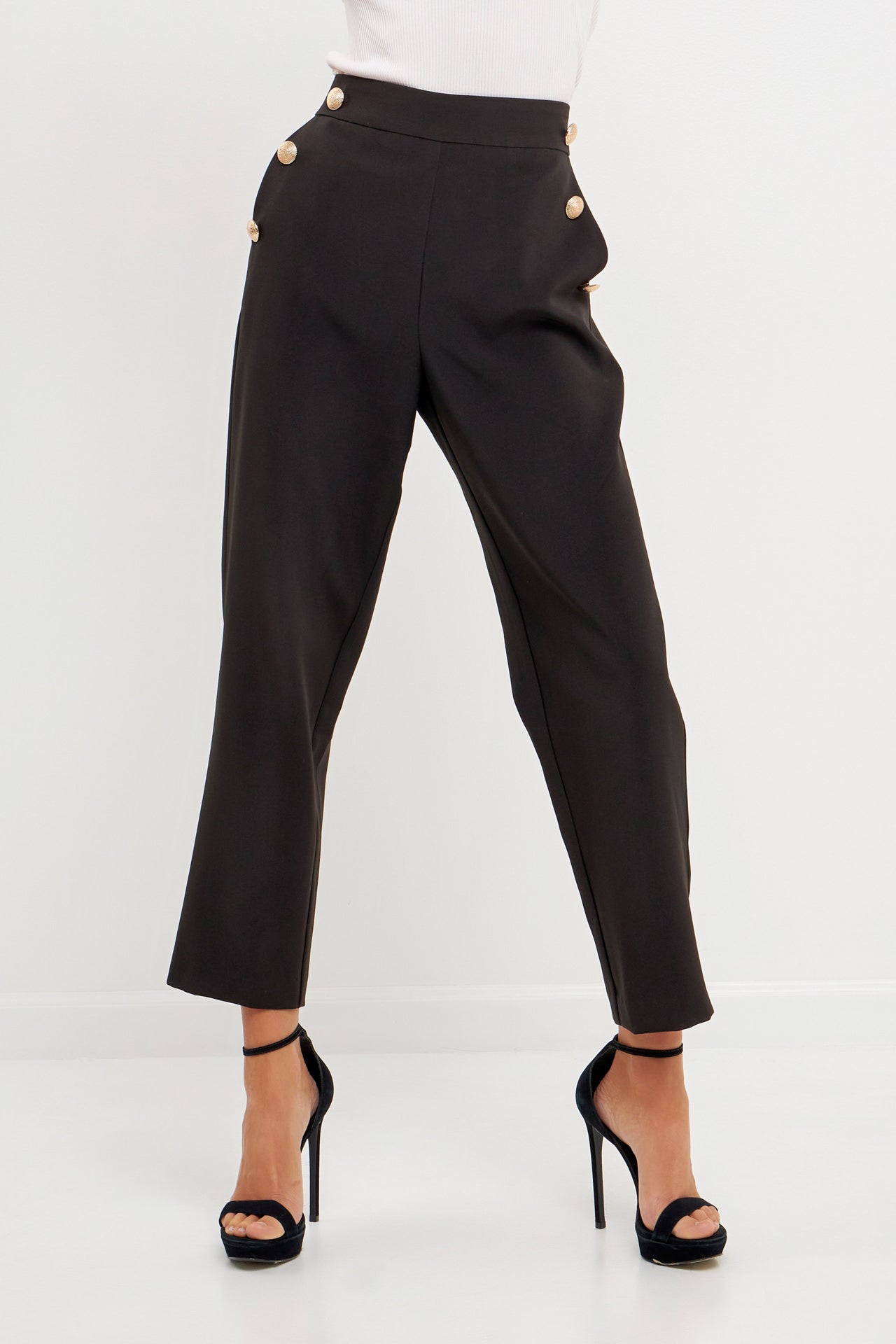 ENDLESS ROSE - High Waisted Buttoned Trousers - PANTS available at Objectrare