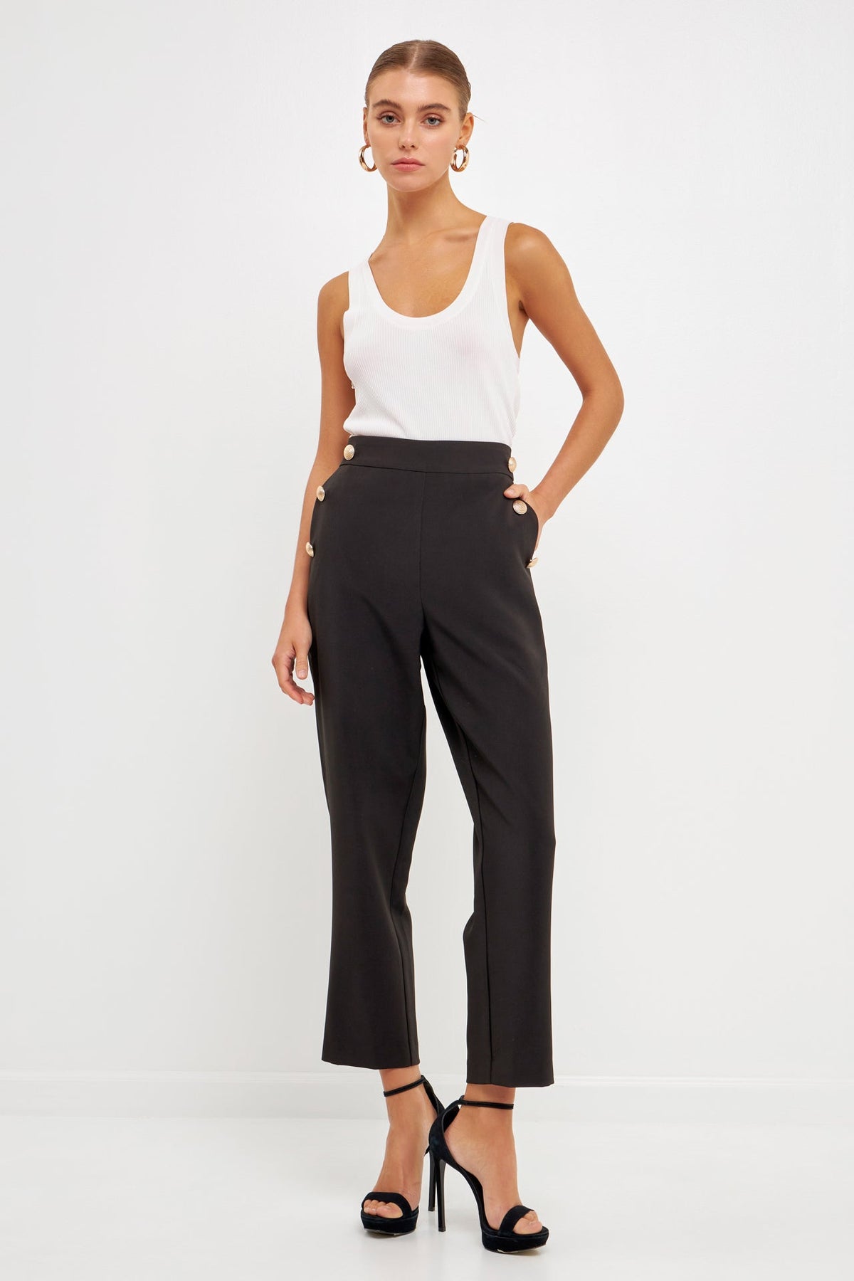 ENDLESS ROSE - High Waisted Buttoned Trousers - PANTS available at Objectrare