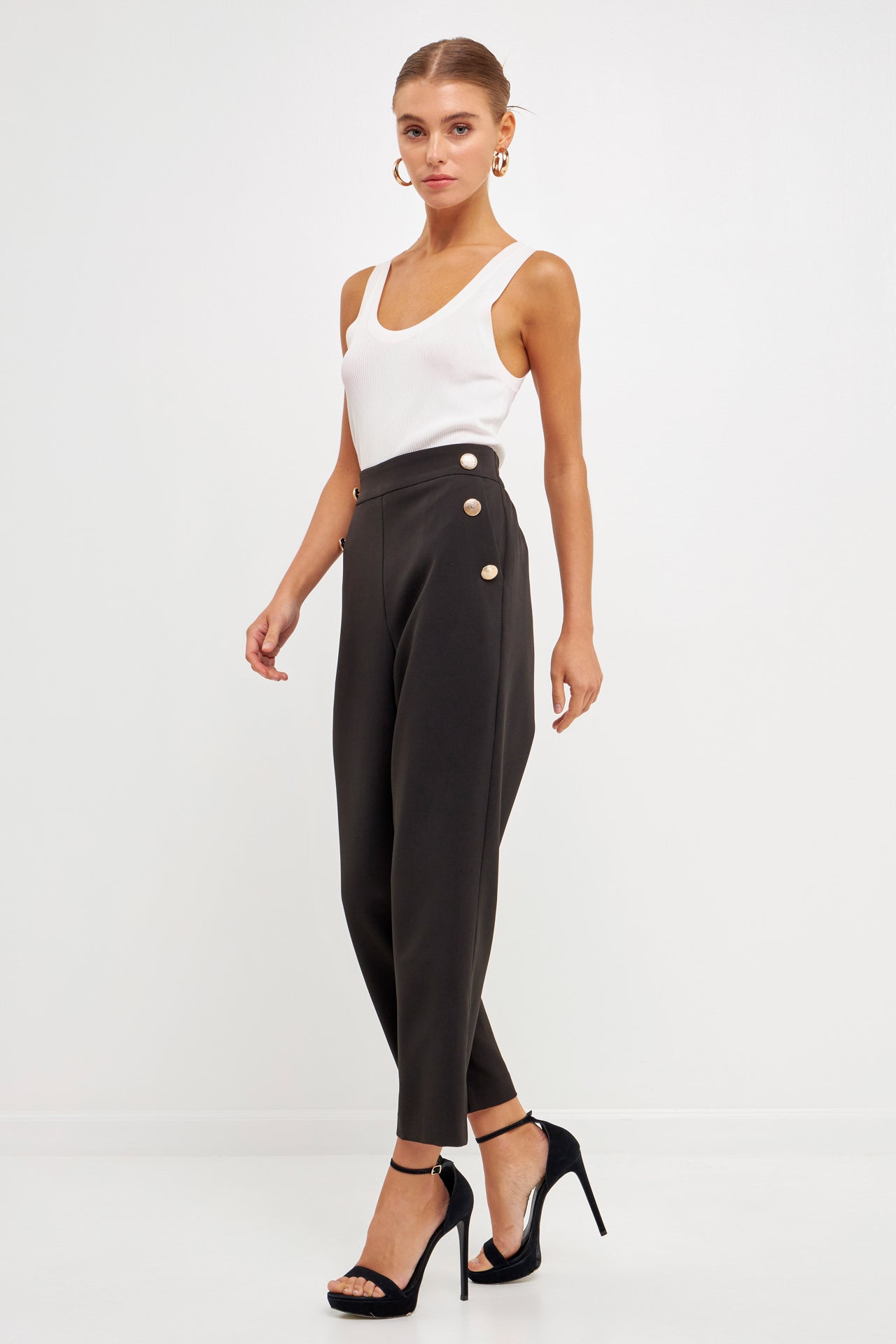 ENDLESS ROSE - High Waisted Buttoned Trousers - PANTS available at Objectrare