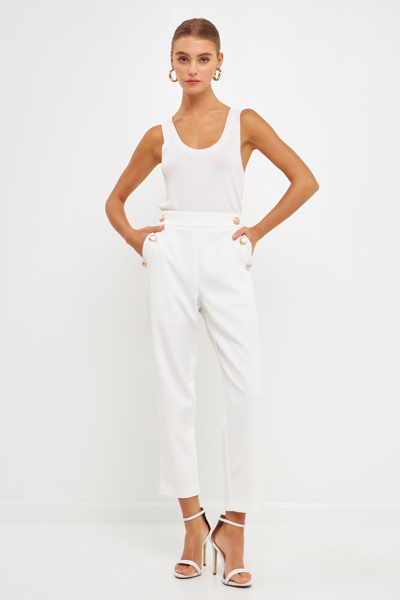ENDLESS ROSE - High Waisted Buttoned Trousers - PANTS available at Objectrare