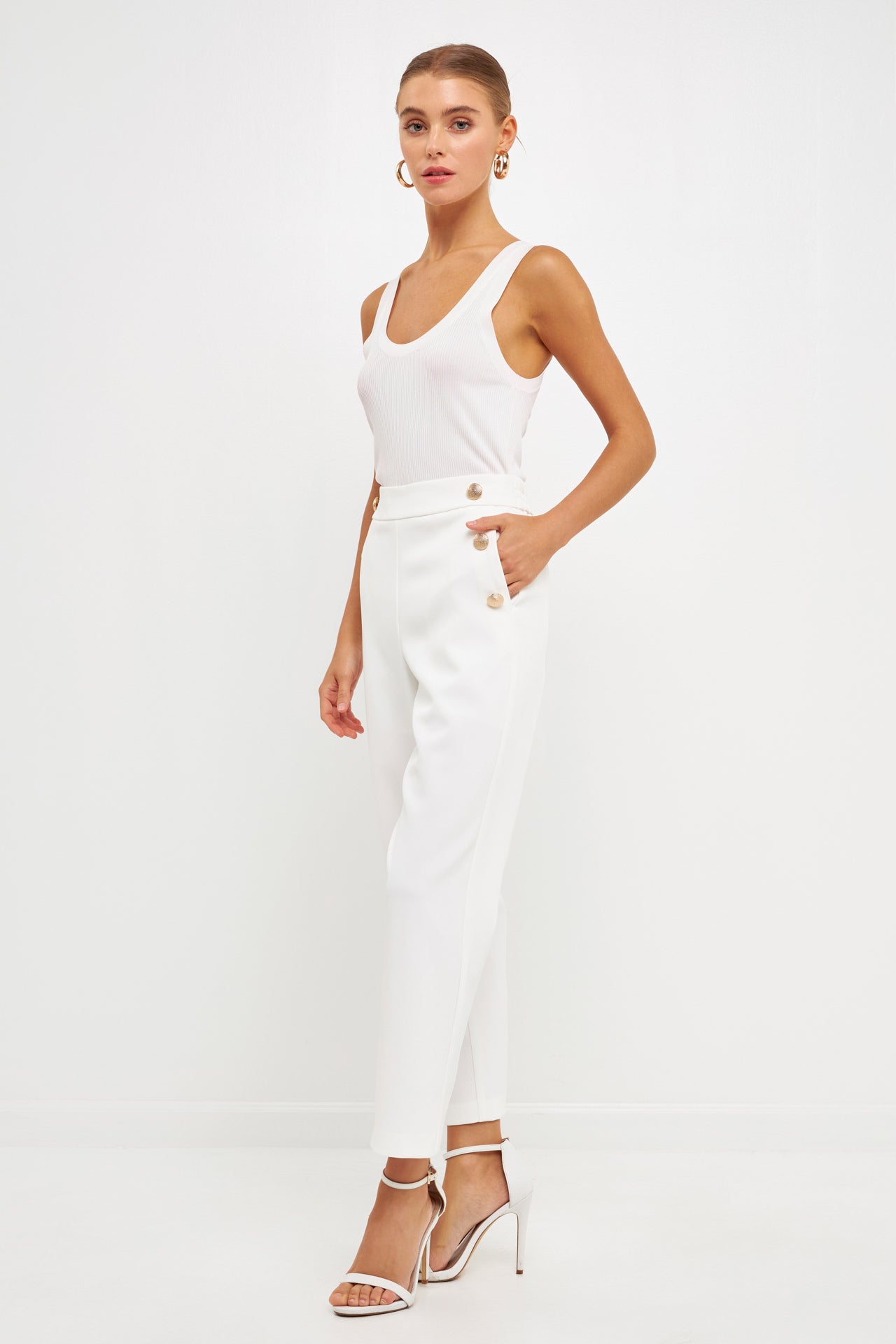 ENDLESS ROSE - High Waisted Buttoned Trousers - PANTS available at Objectrare