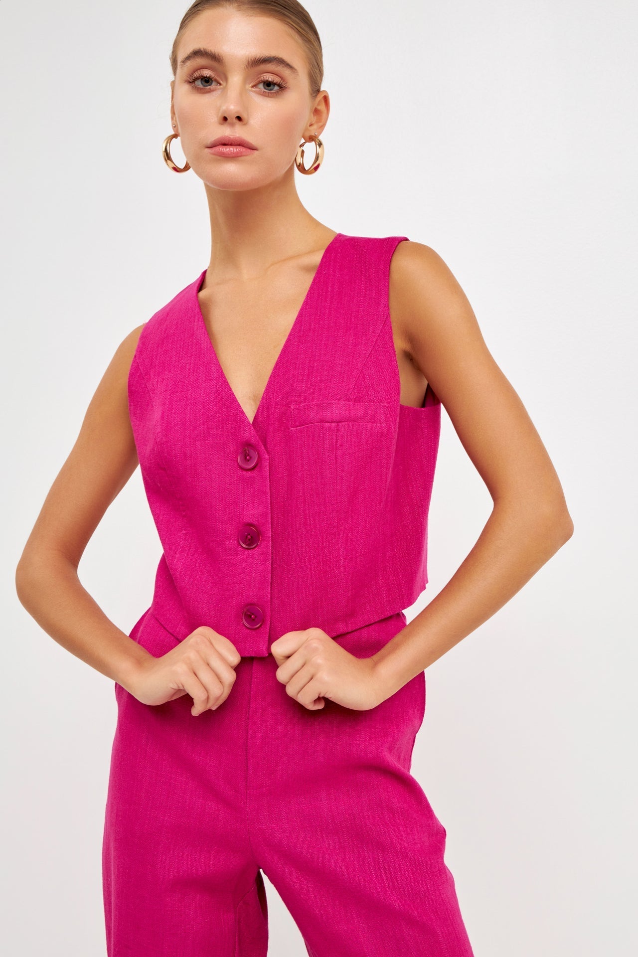 ENDLESS ROSE - Cropped Linen Vest - TOPS available at Objectrare
