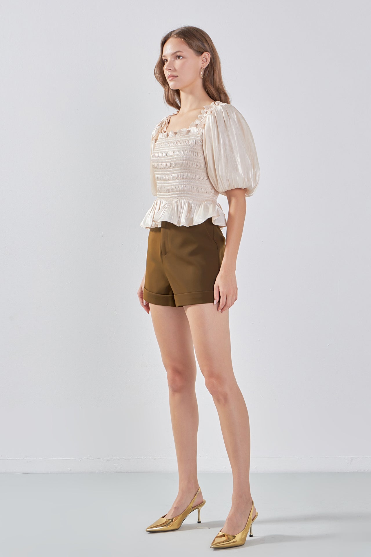 ENDLESS ROSE - Sheen Smocked Top - TOPS available at Objectrare