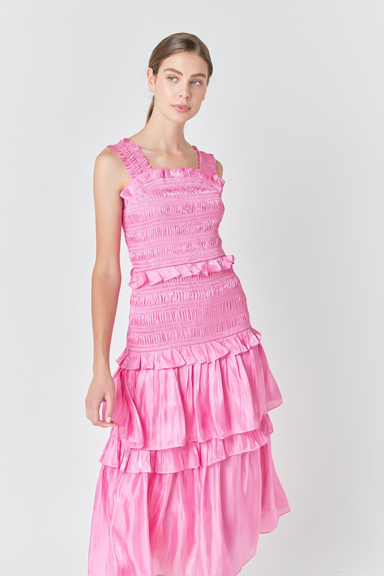 ENDLESS ROSE - Sheen Smocked Maxi Dress - DRESSES available at Objectrare