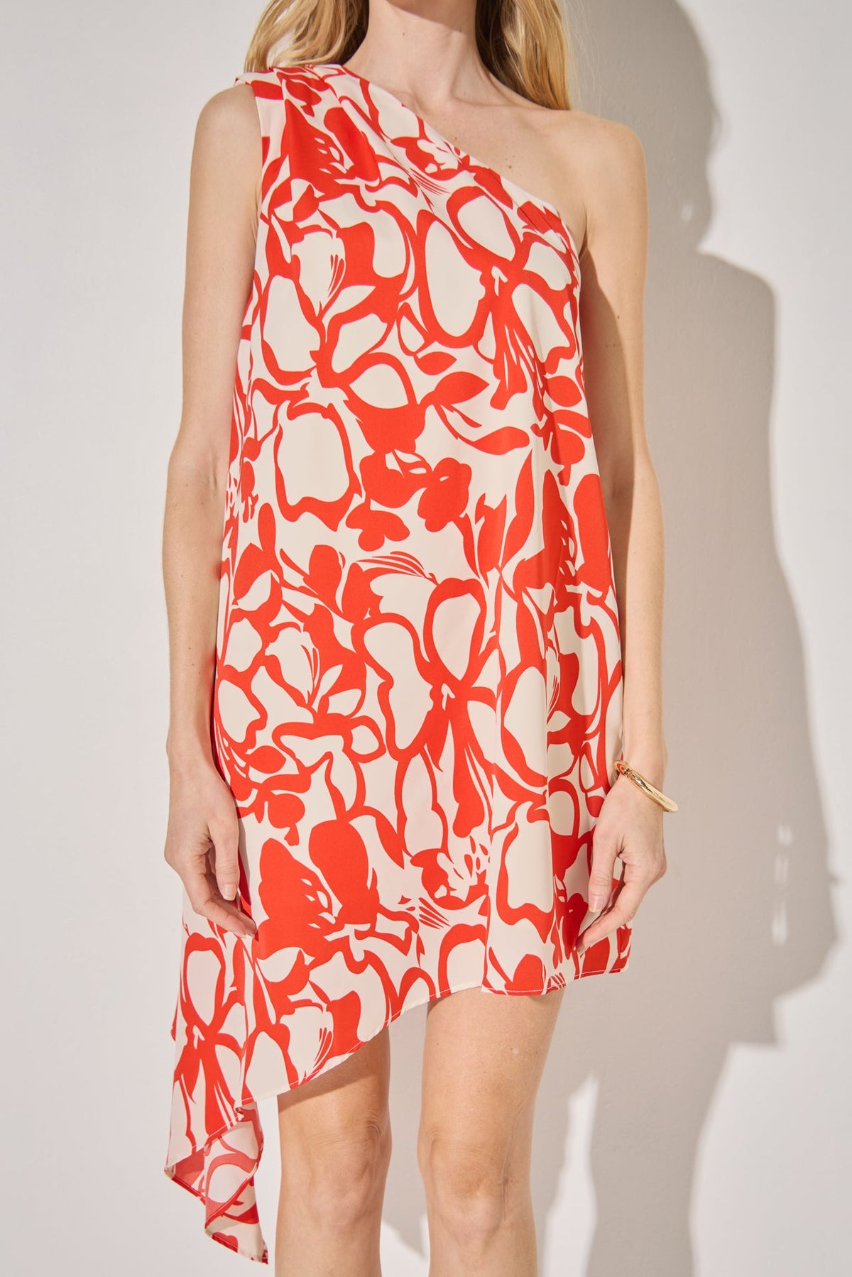 LA'VEN - Shoulder Pintucked Asymmetrical Mini Dress - DRESSES available at Objectrare