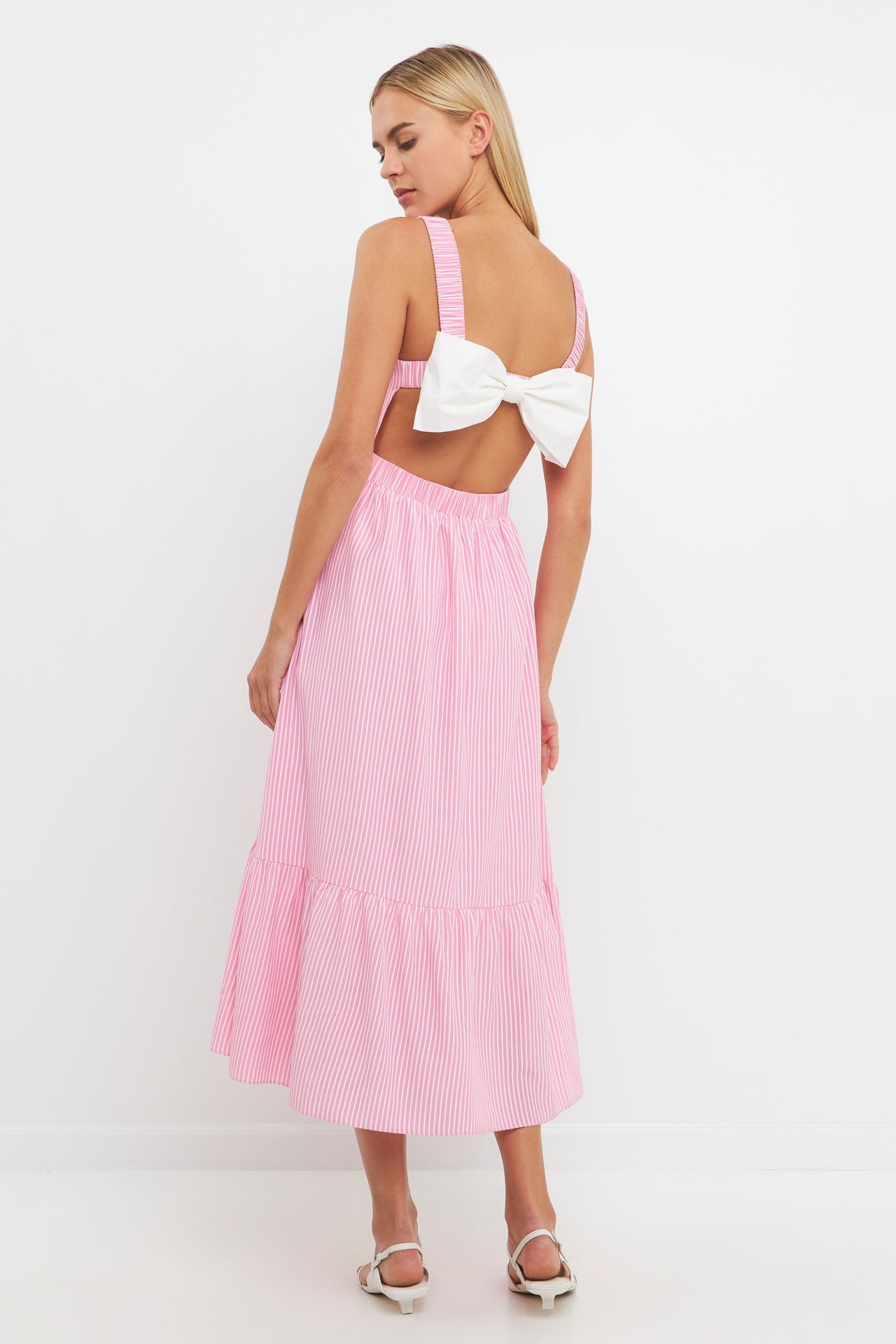 ENGLISH FACTORY - Contrast Bow Striped Maxi Dress - DRESSES available at Objectrare