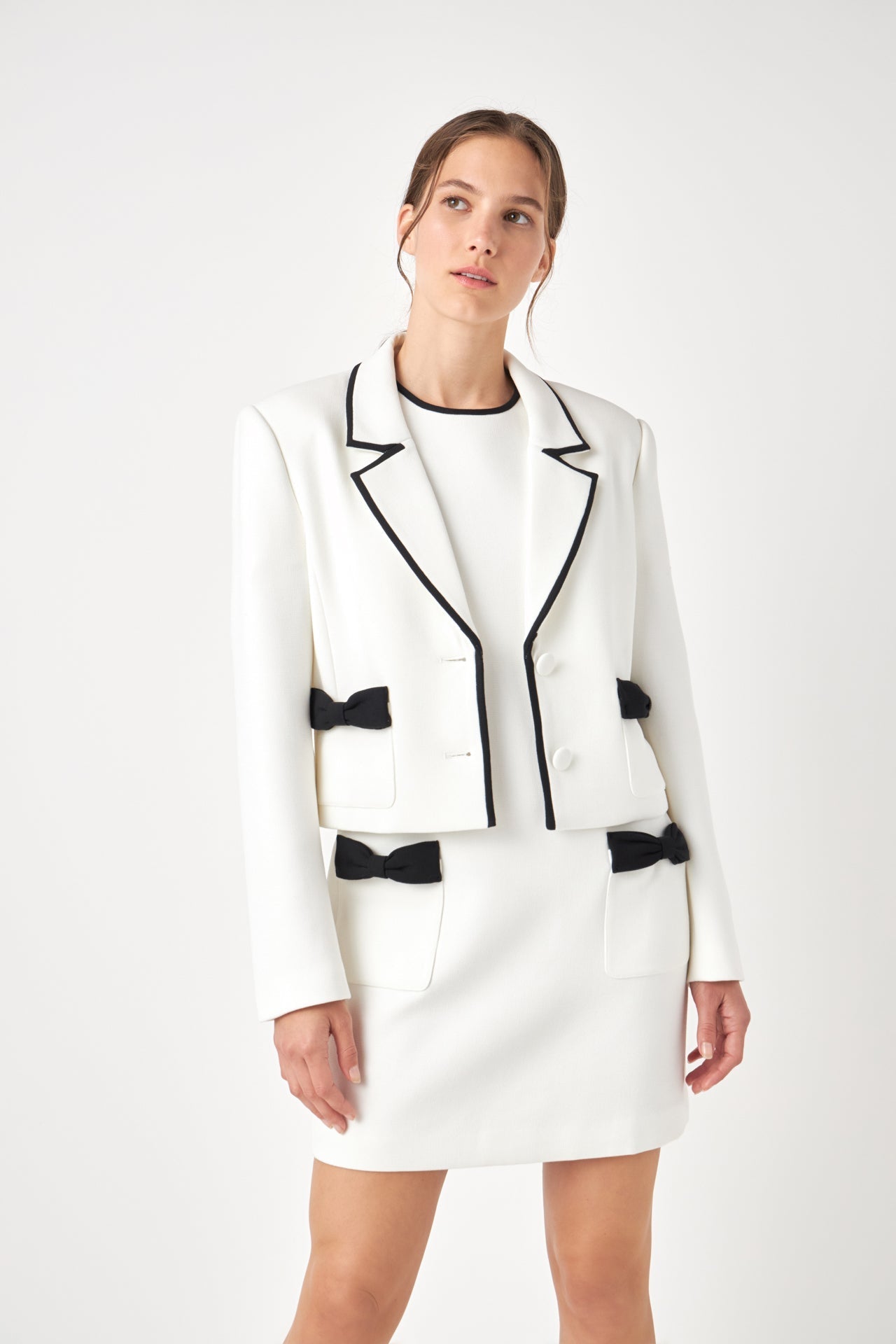 ENGLISH FACTORY - Bow Contrast Tweed Blazer - BLAZERS available at Objectrare