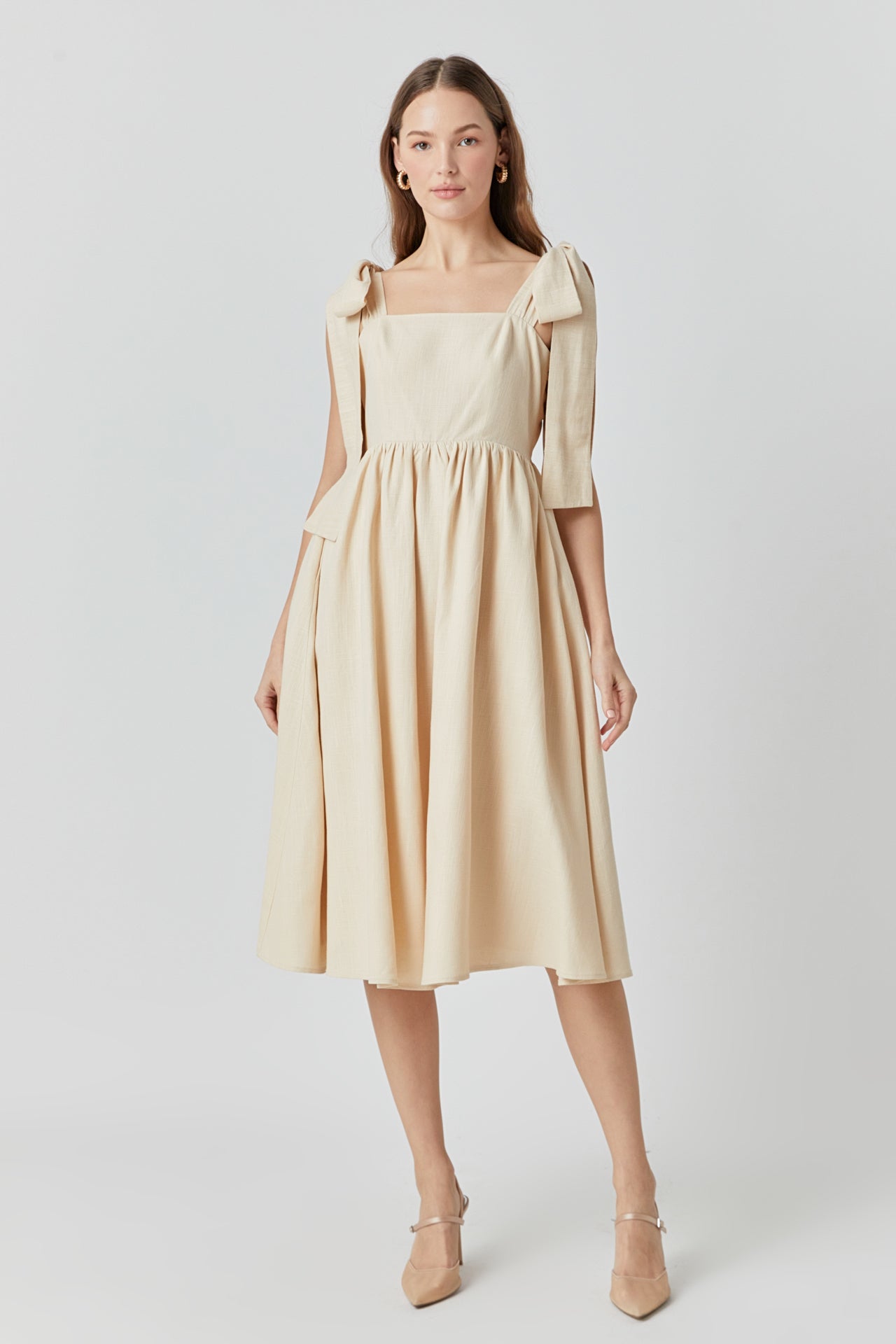 ENDLESS ROSE - Bow Shoulder Tie Midi Dress - DRESSES available at Objectrare