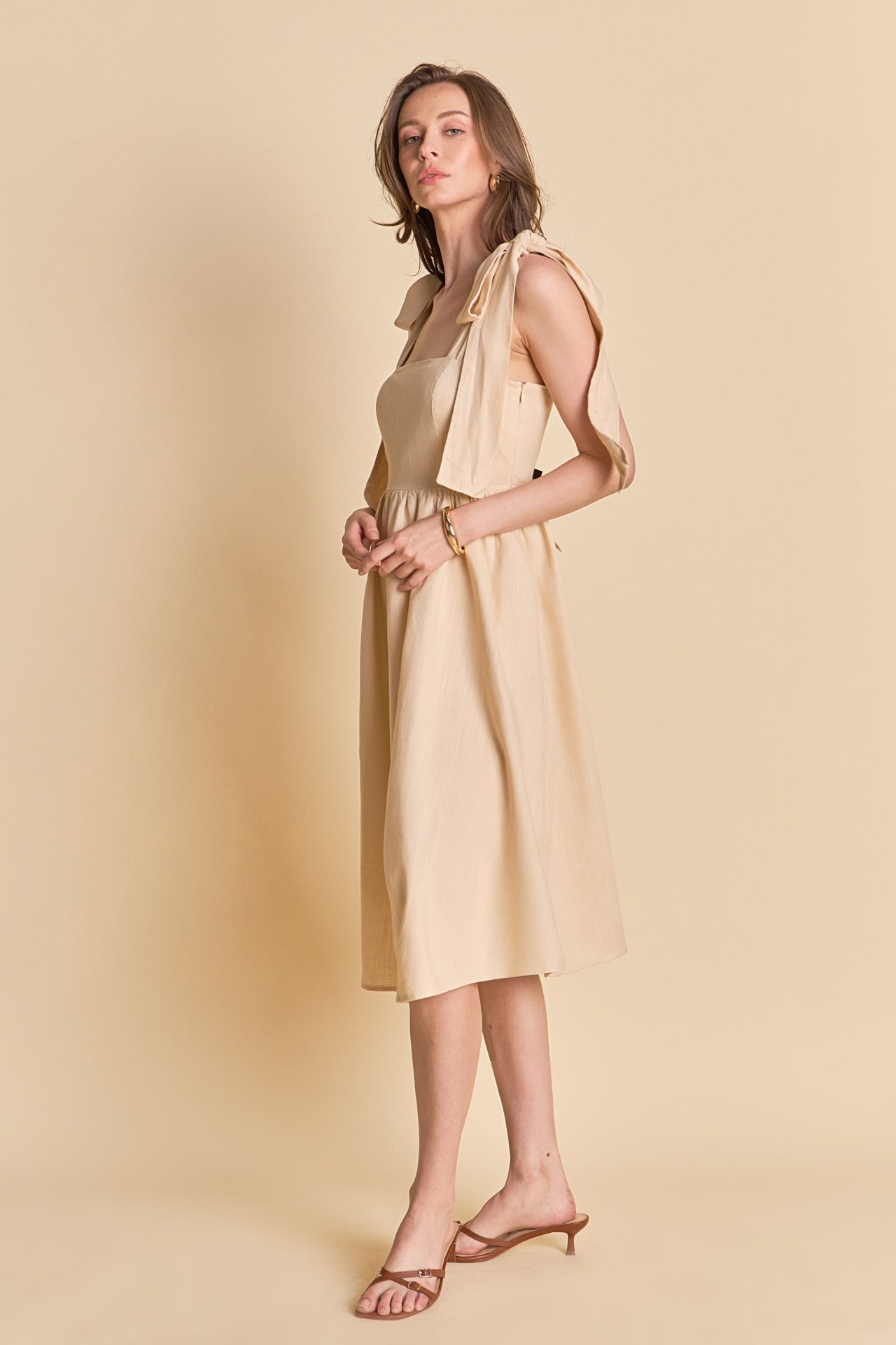 ENDLESS ROSE - Bow Shoulder Tie Midi Dress - DRESSES available at Objectrare