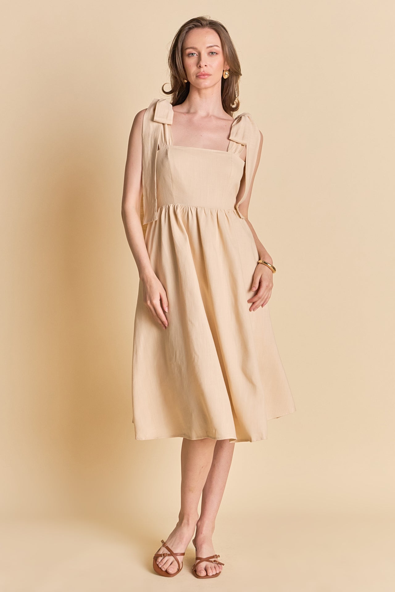 ENDLESS ROSE - Bow Shoulder Tie Midi Dress - DRESSES available at Objectrare